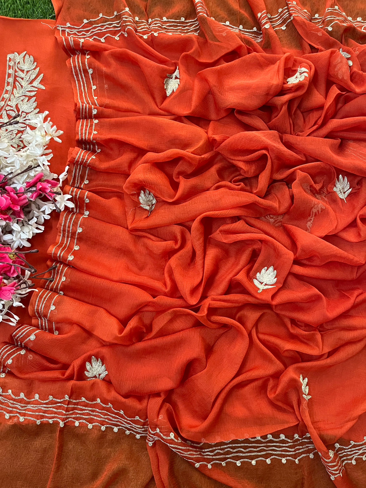 Rust Silk Tilla Kashmiri Suit