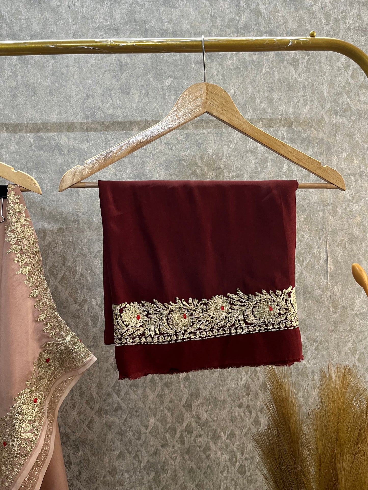 Crape Kashmiri Unstitched Kaftan Set