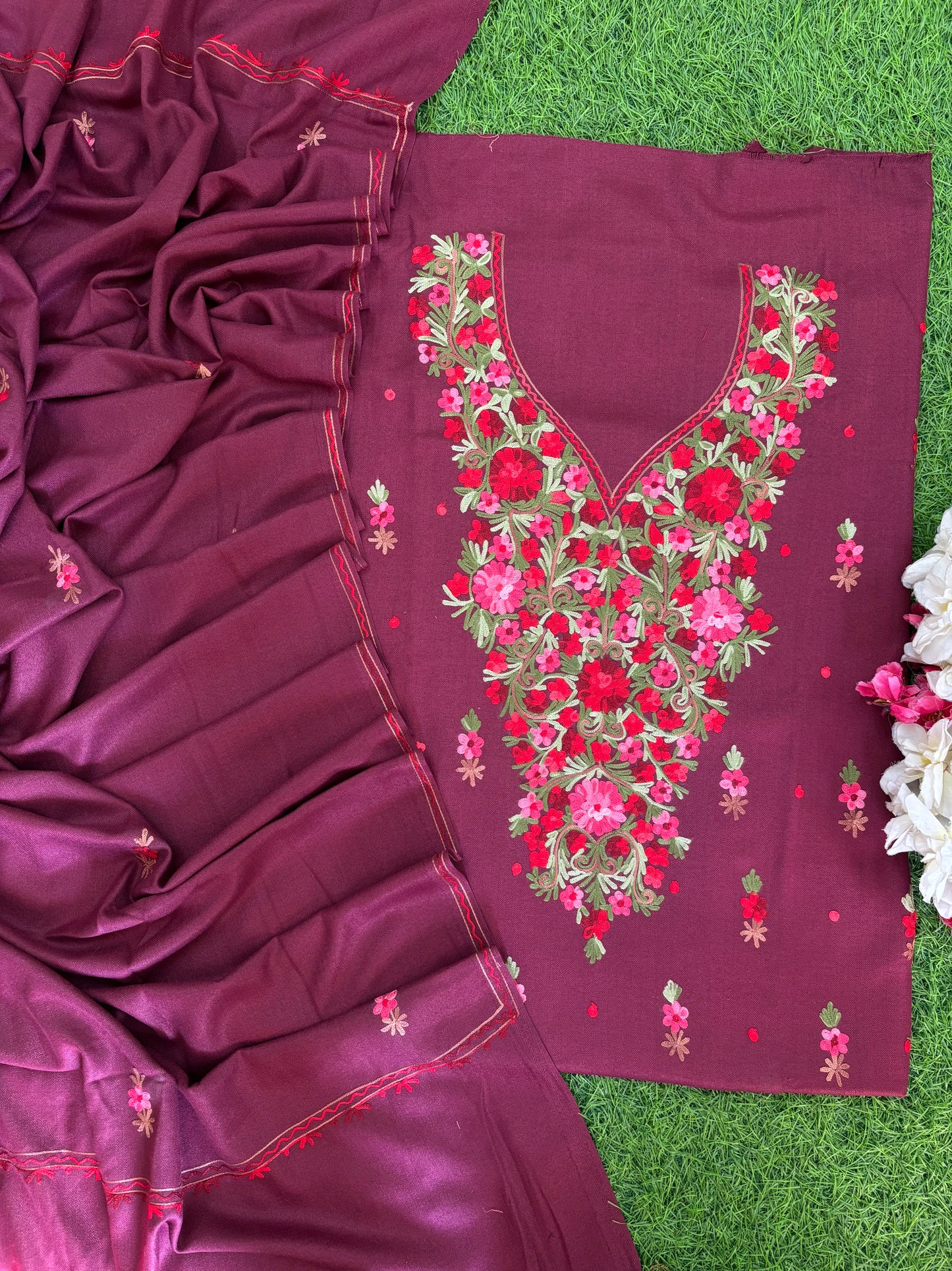 Coke Woollen Aari Embroidered 3pc suit