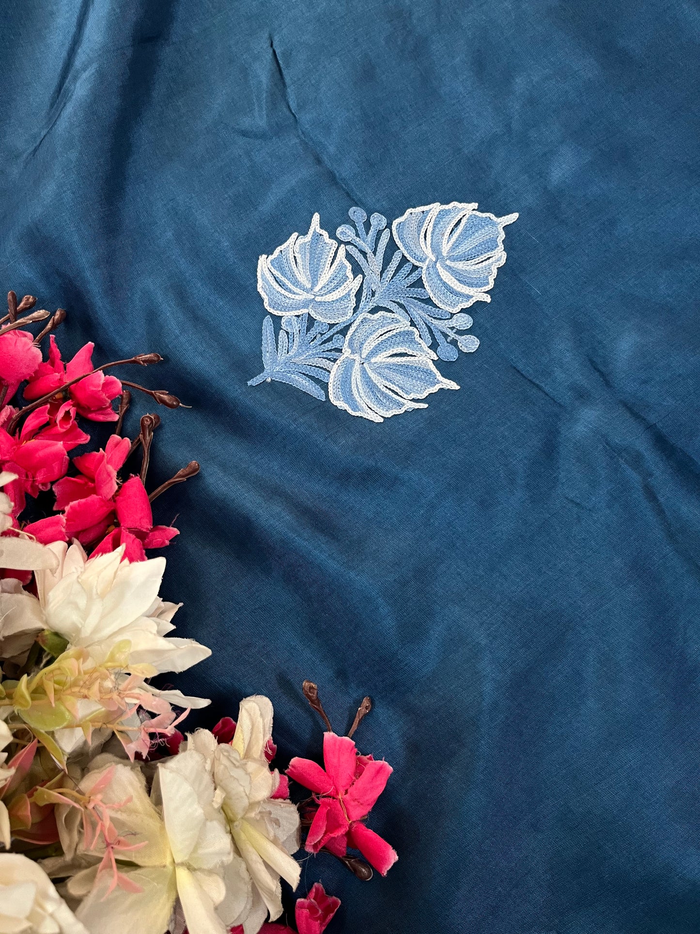 Blue Opada Silk Kashmiri Suit