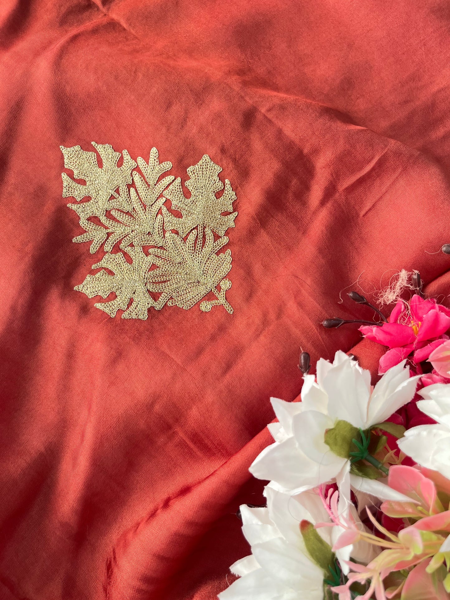 Blush Red Silk Tilla Kashmiri Suit