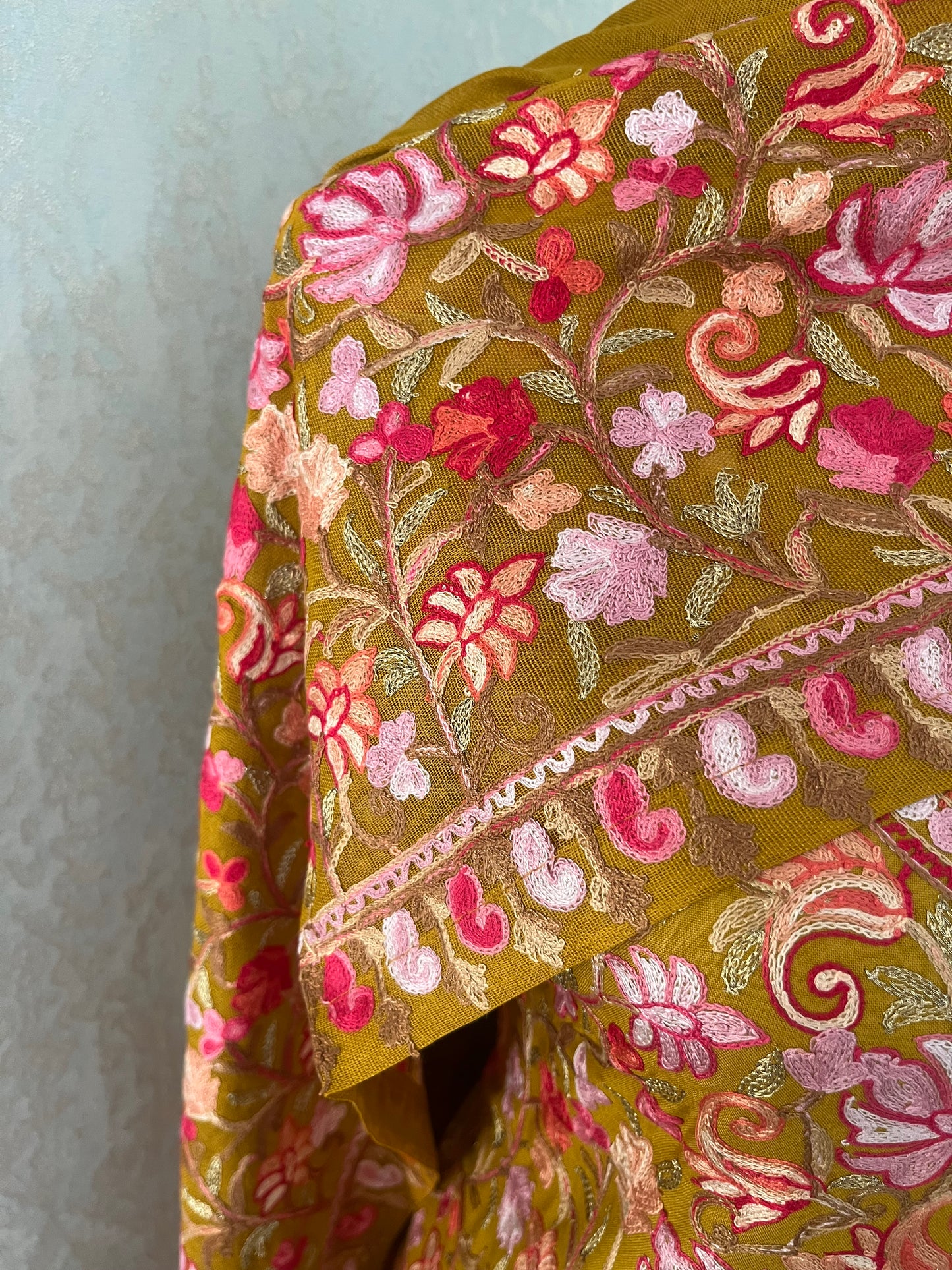 Golden Yellow Cotton Kashmiri Suit
