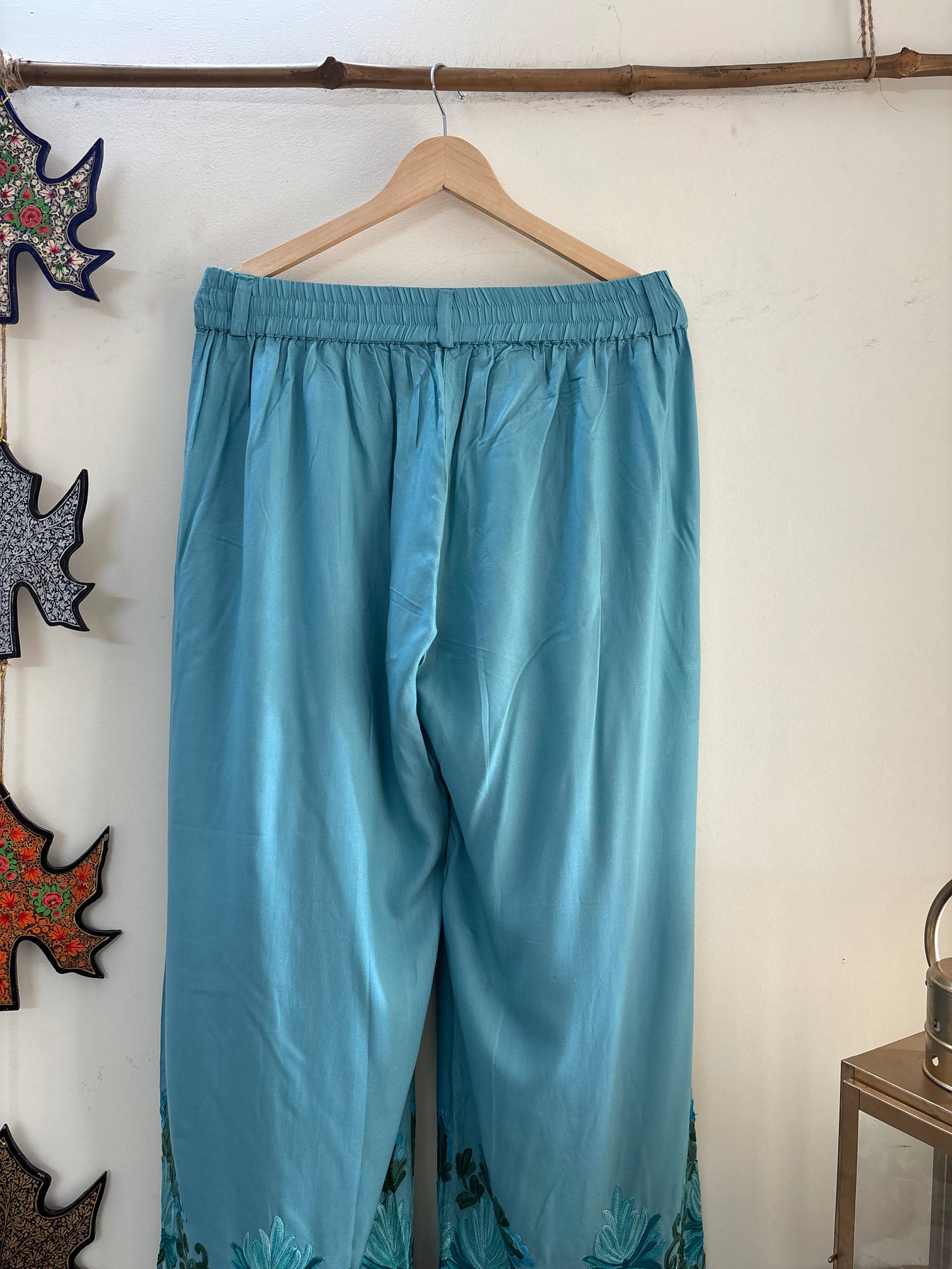 Women Blue Chinaar Aari Embroidered Palazzos ‘30’