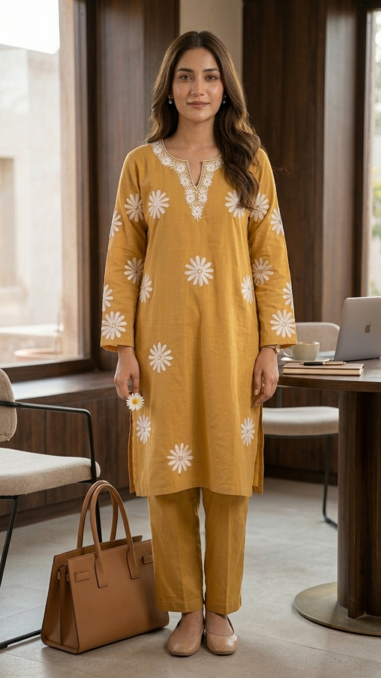 Soft Yellow Cotton Cord Set Size(40)