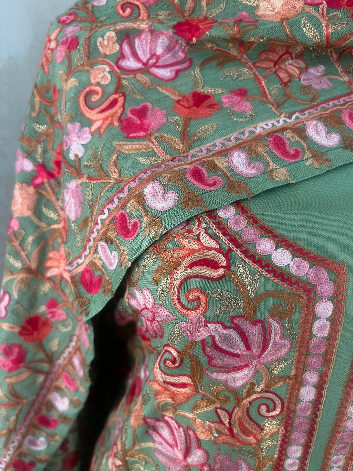 Pastel Green Cotton Kashmiri Suit