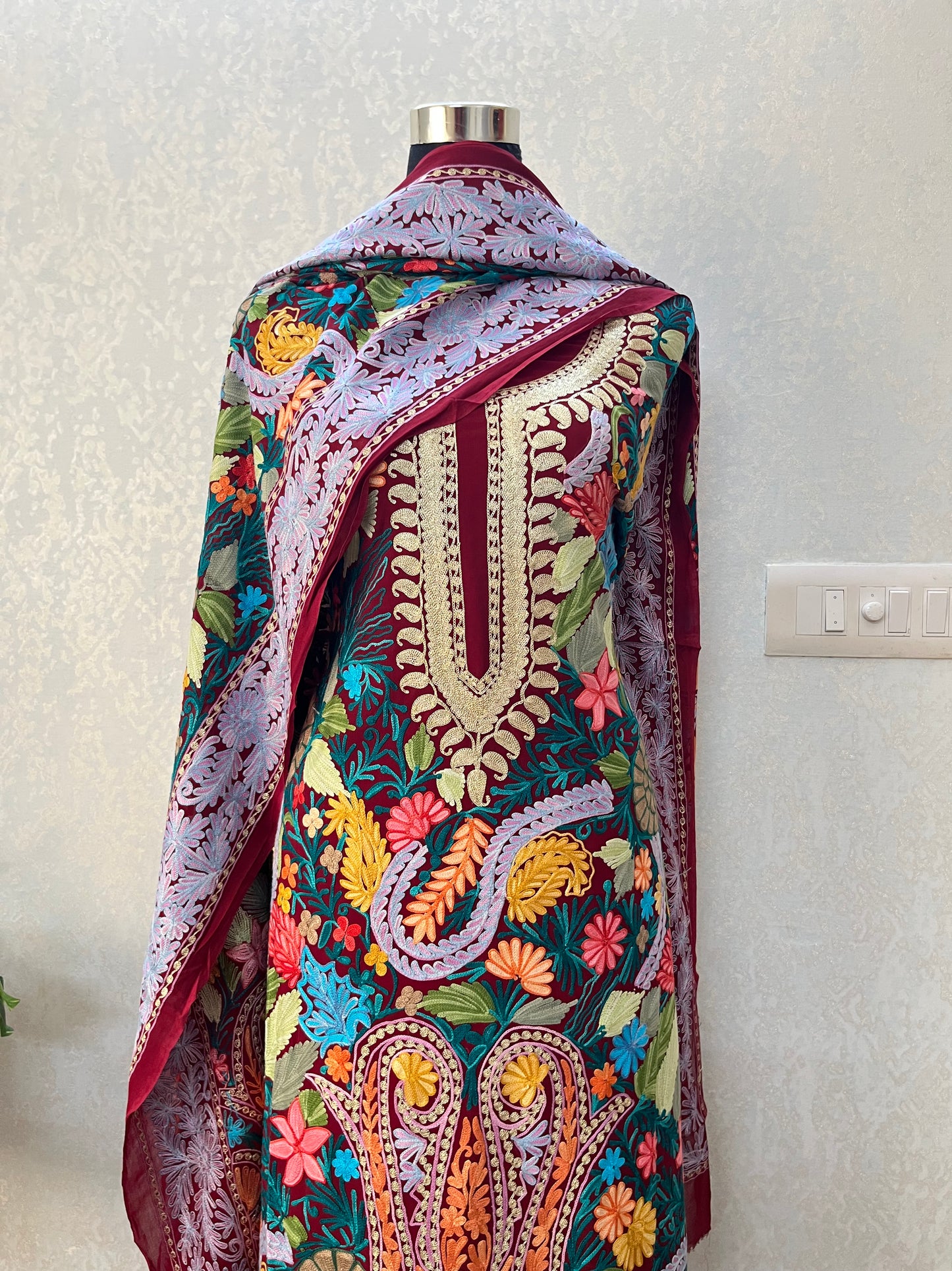 Maroon Premium Georgette Kashmiri Suit