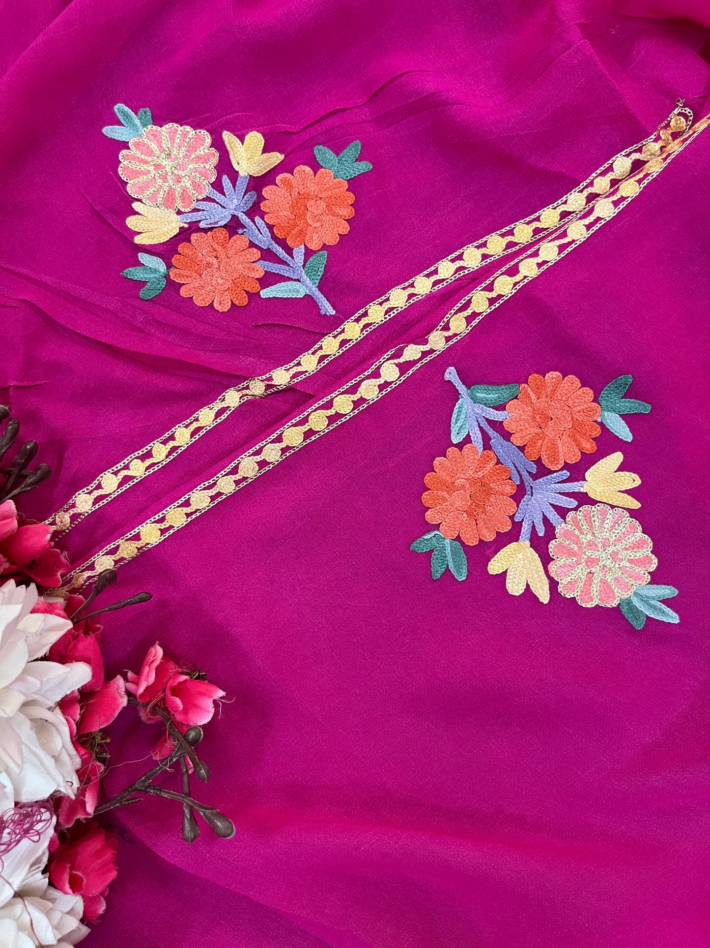 Hot Pink Premium Georgette Kashmiri Suit