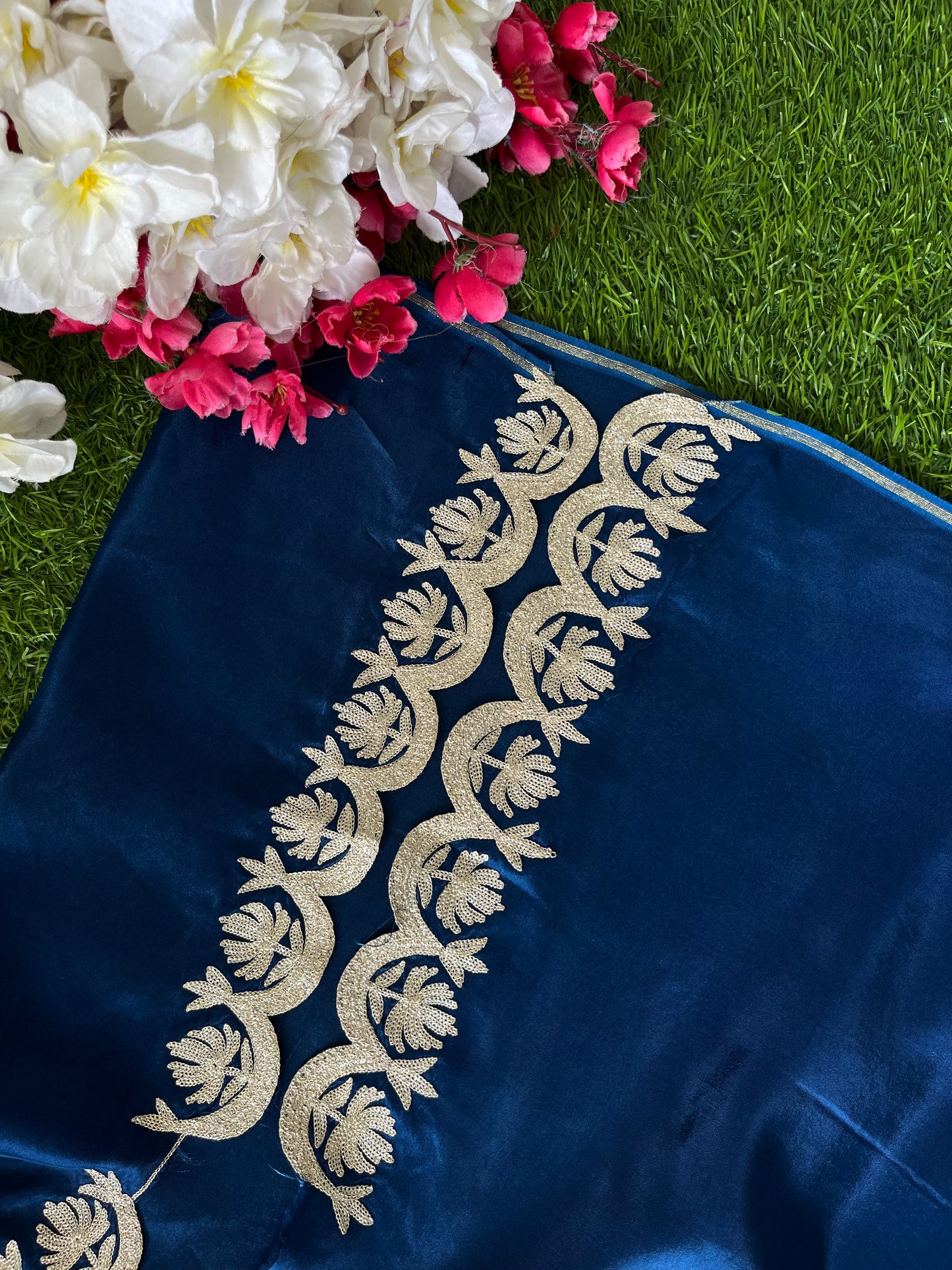 Sanam’ Royal Blue Silk Tilla Embroidered Suit material