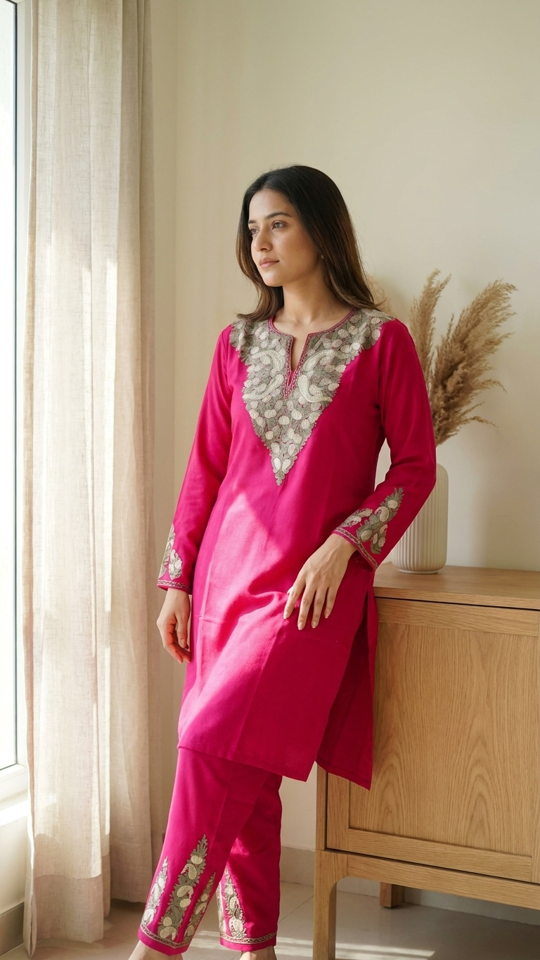 Hot Pink Cotton Cord Set Free Size(40)