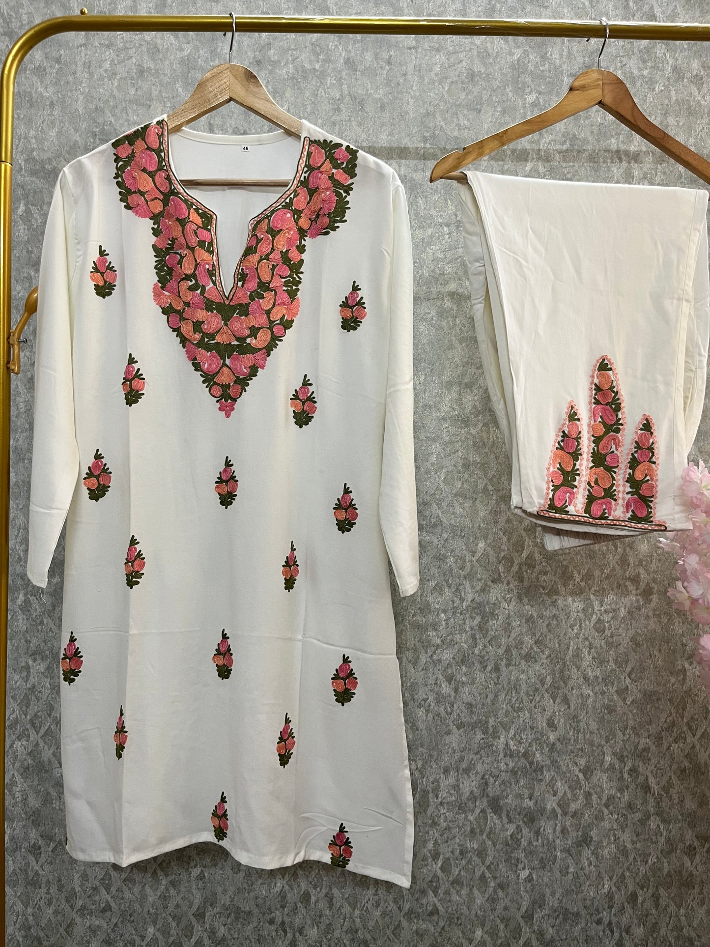 Off White Cotton Cord Set Free Size(42)