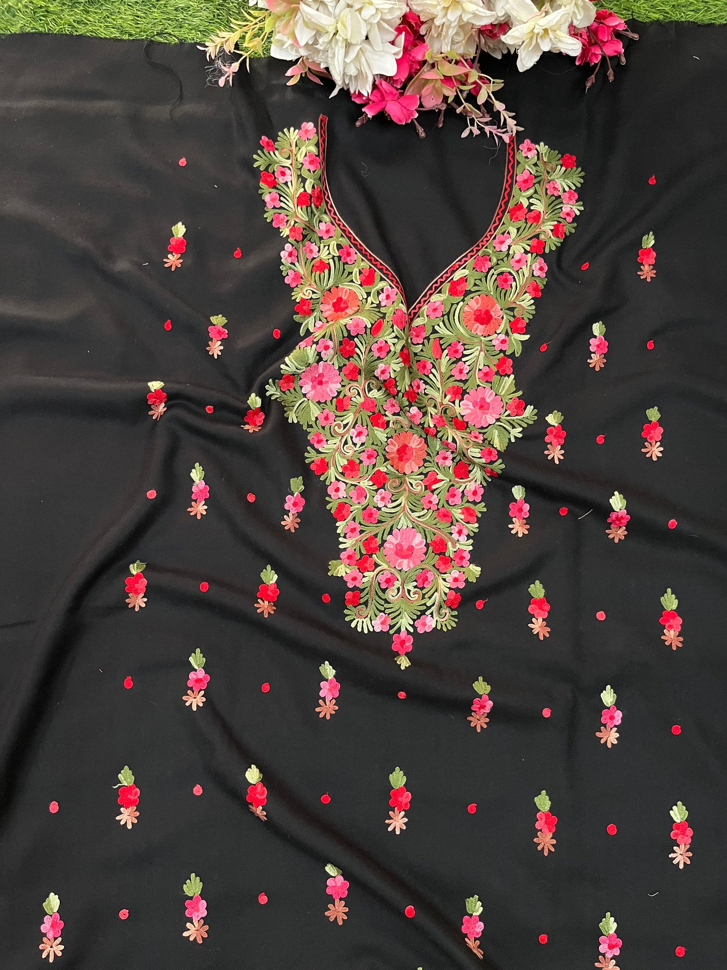 Black Woollen Aari Embroidered 3pc suit