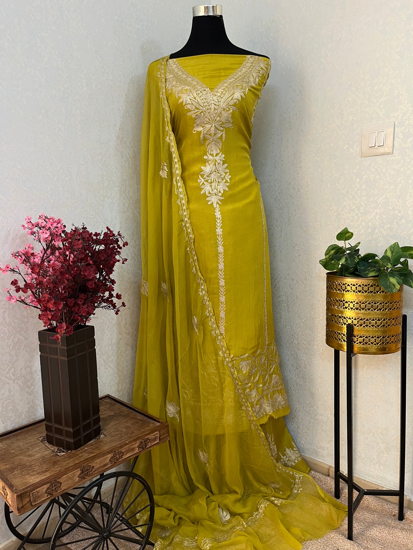 Green Tilla Kashmiri Silk Suit