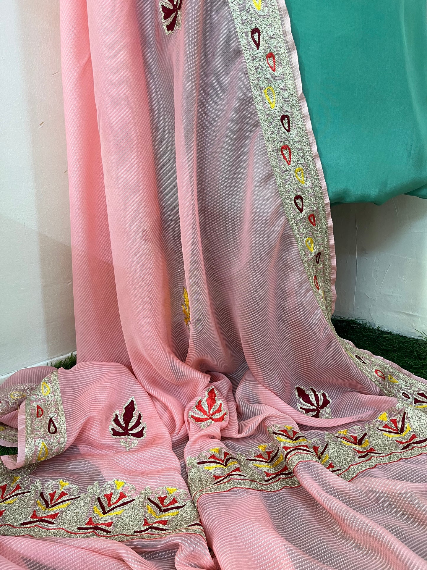 Kalaa’ Green Crape Kashmiri Suit