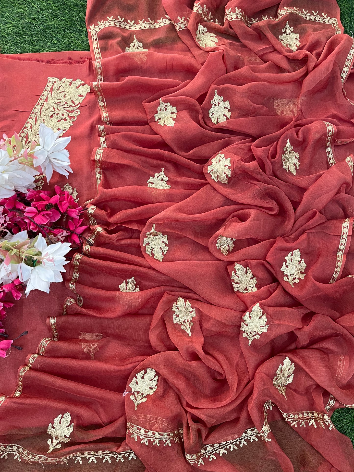 Blush Red Silk Tilla Kashmiri Suit