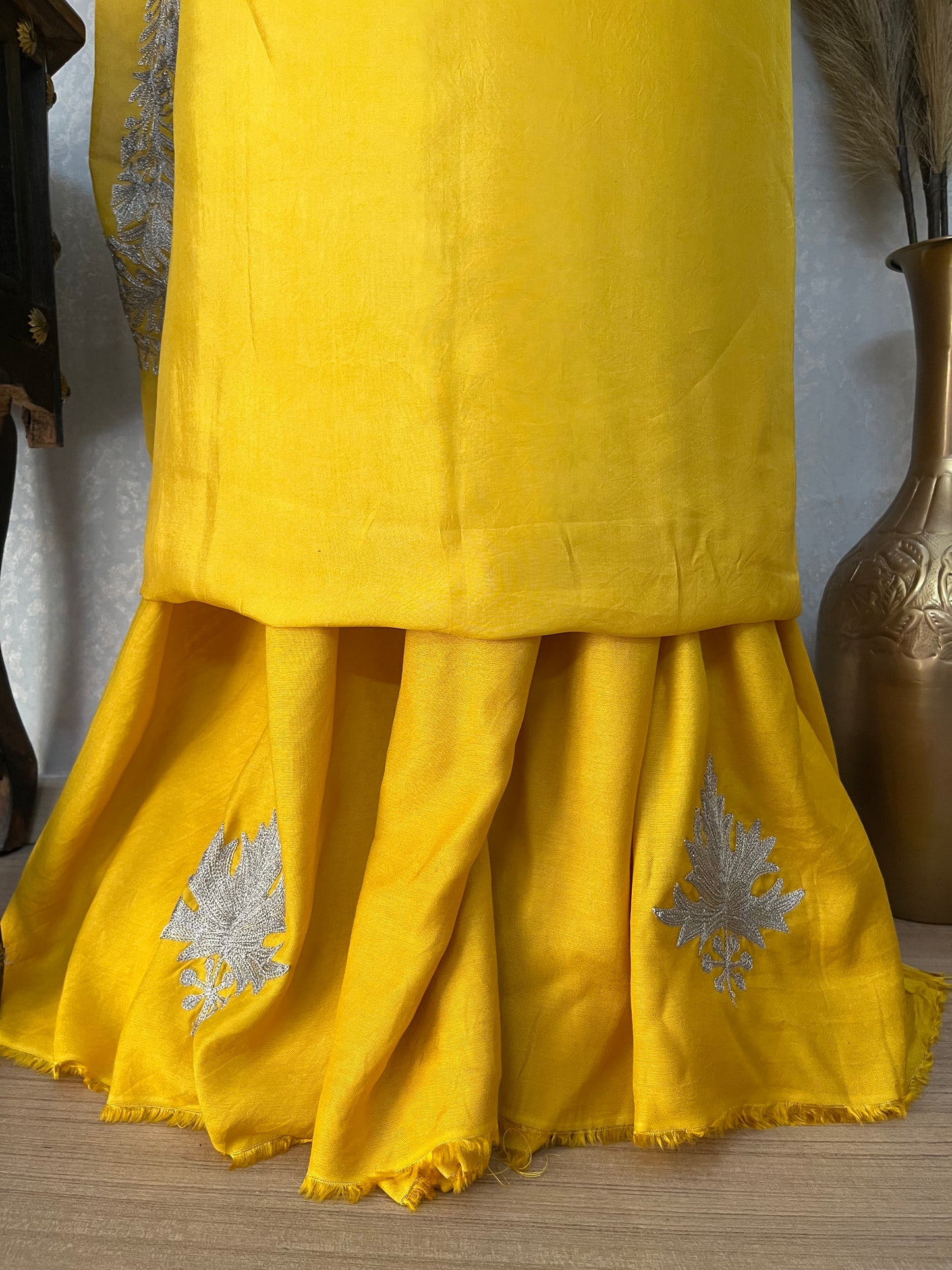 Golden Yellow Sanam’ Tilla Kashmiri Silk Suit