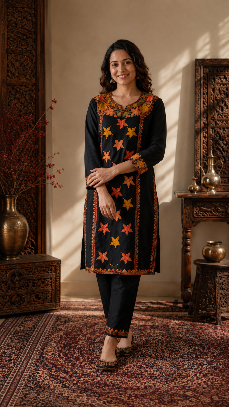 Black Cotton Stitched Co-ord Set (44)