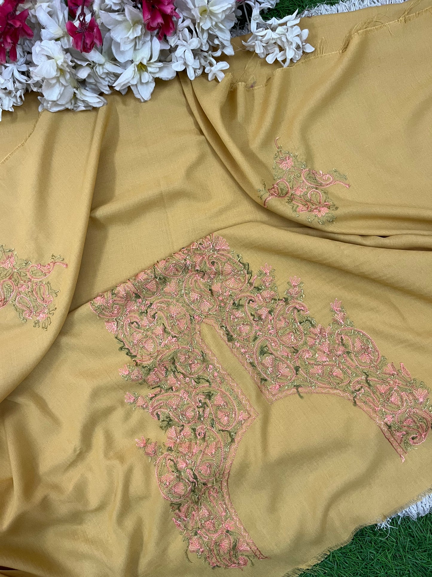 Beige Cotton Cord Set (Hand Embroidered)