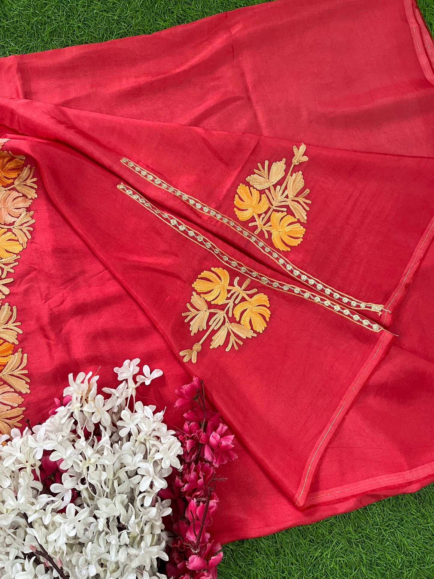 Blush Red Opada Silk Kashmiri Suit