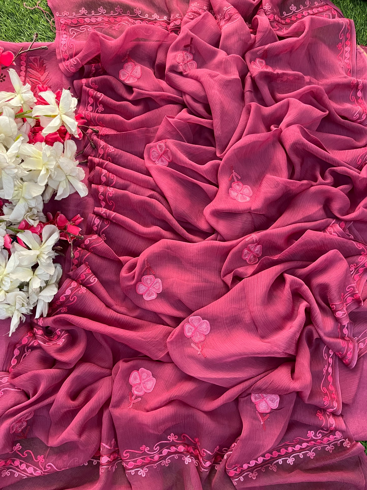 Onion pink Opada Silk Kashmiri Suit