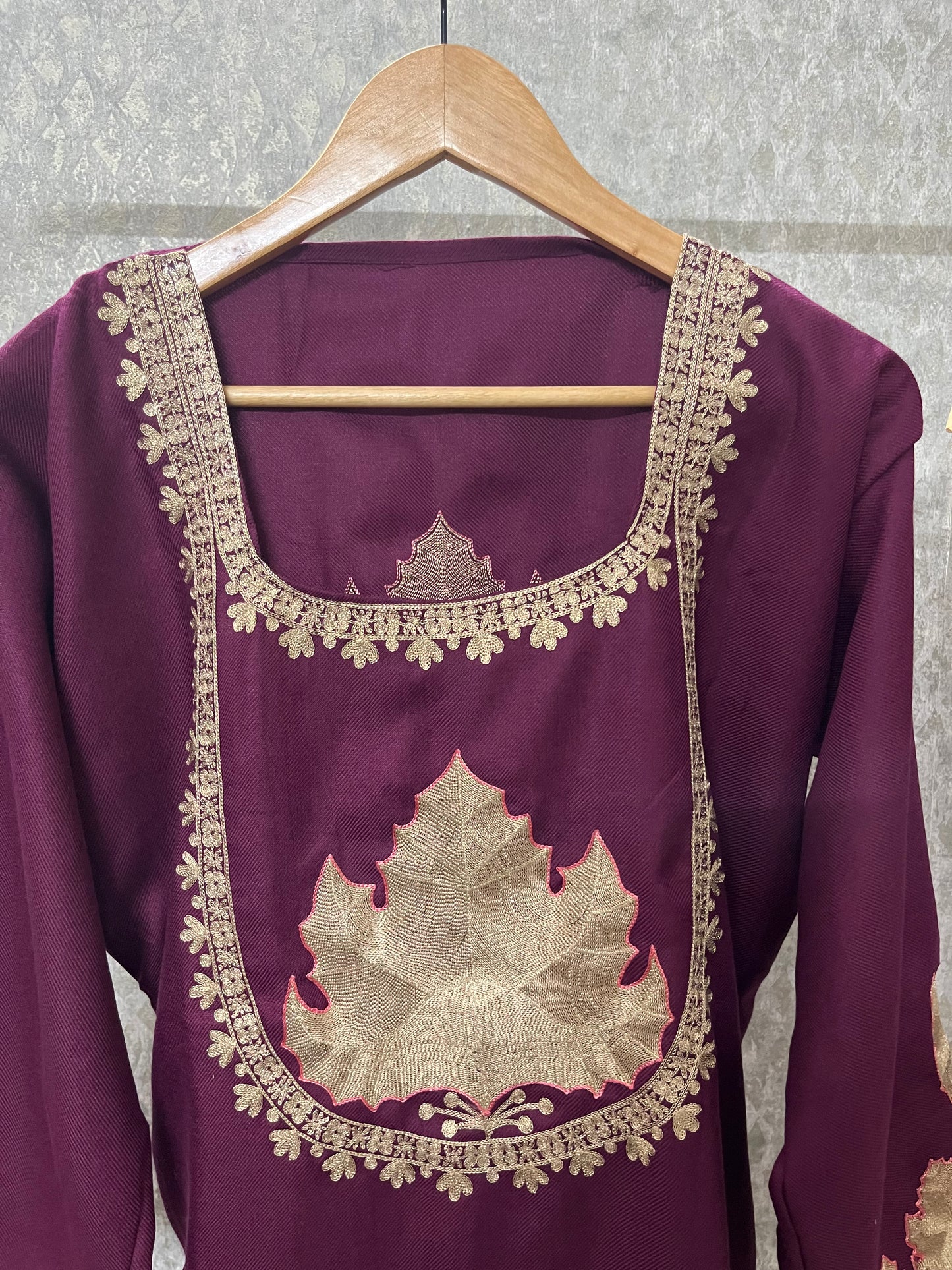 Wine Woollen Kashmiri Co-Ord Set ( Size 44)