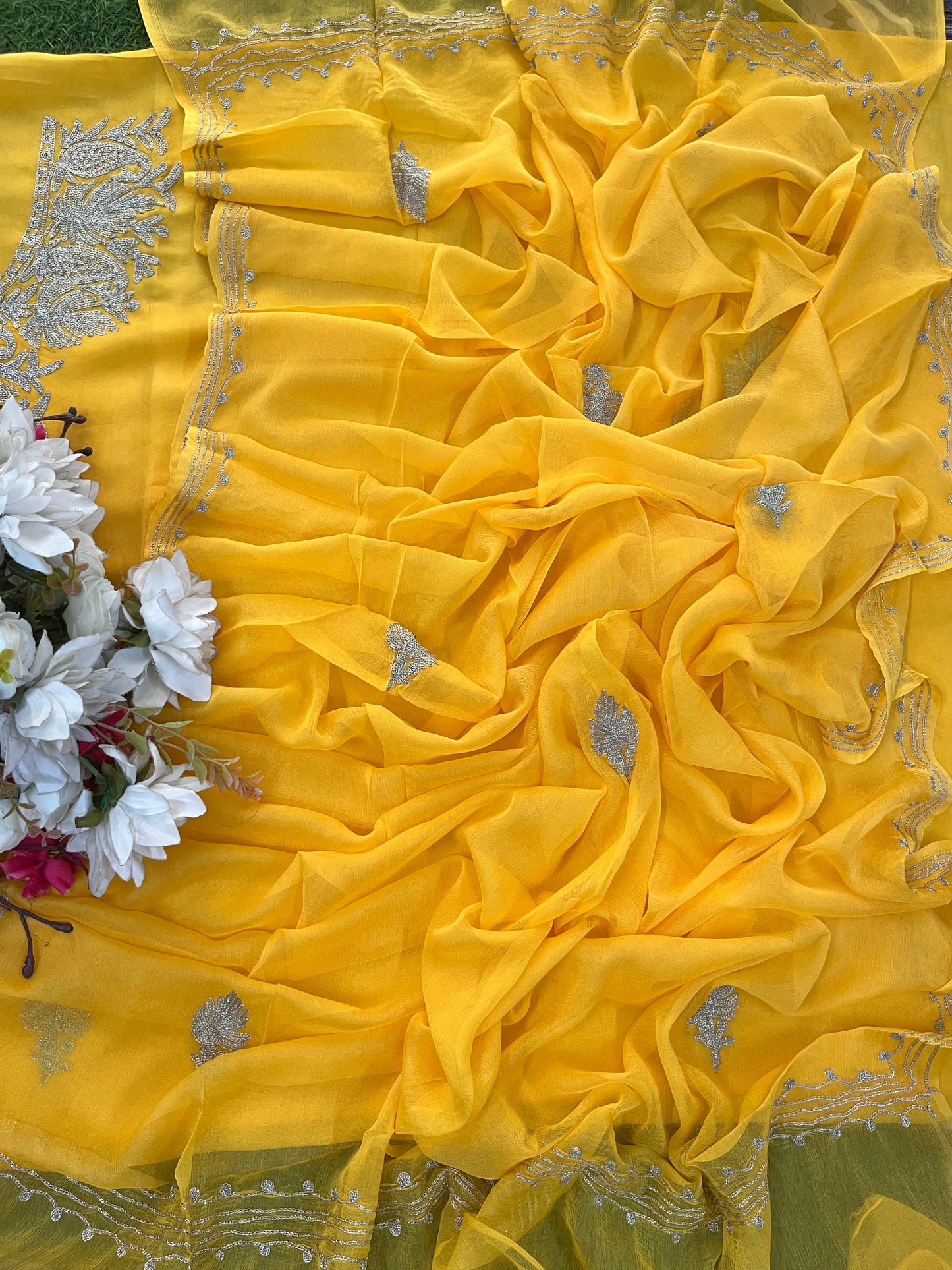 Yellow Silk Tilla Kashmiri Suit
