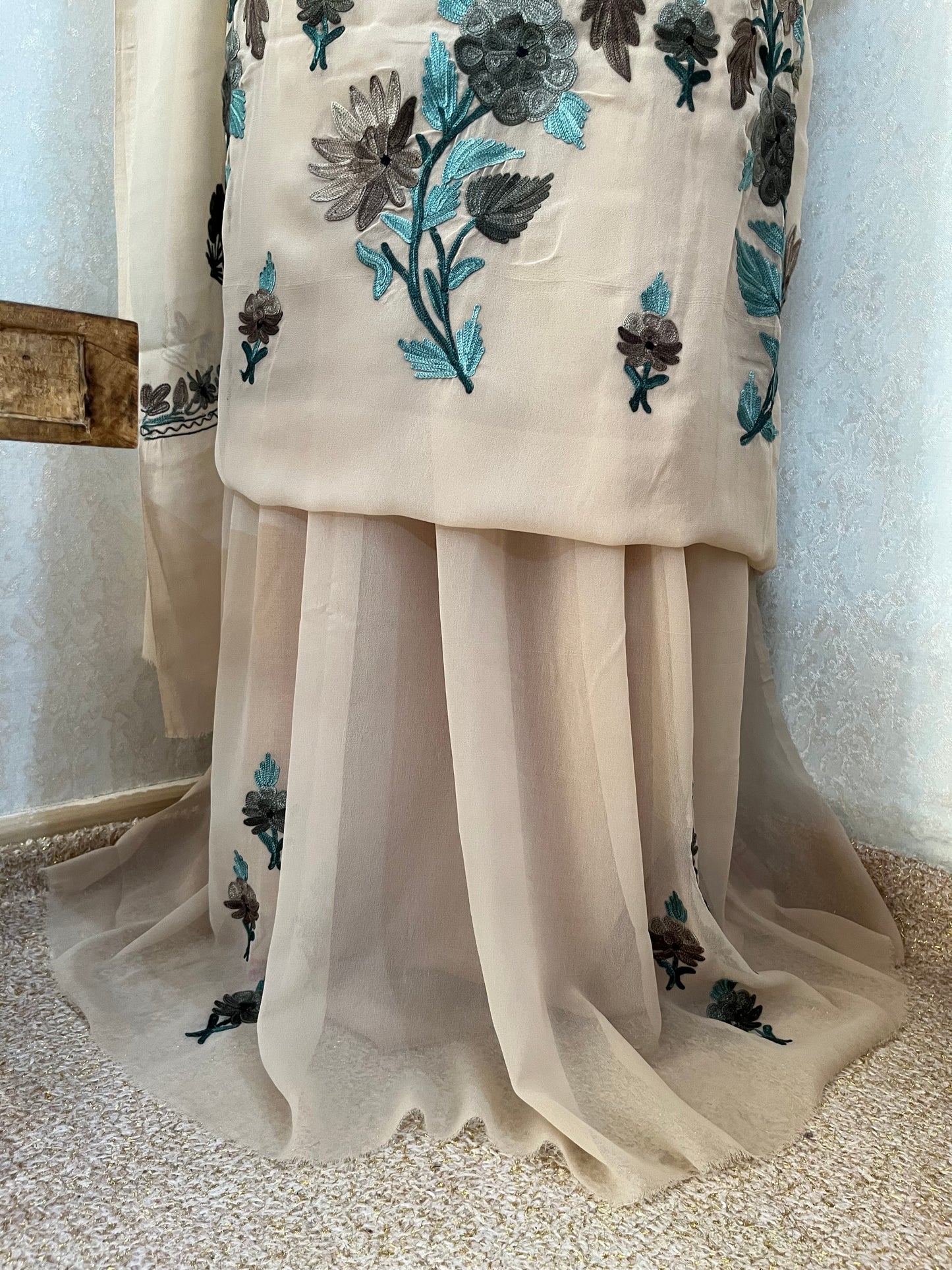 Mouse Georgette 3 Pc Kashmiri Suit