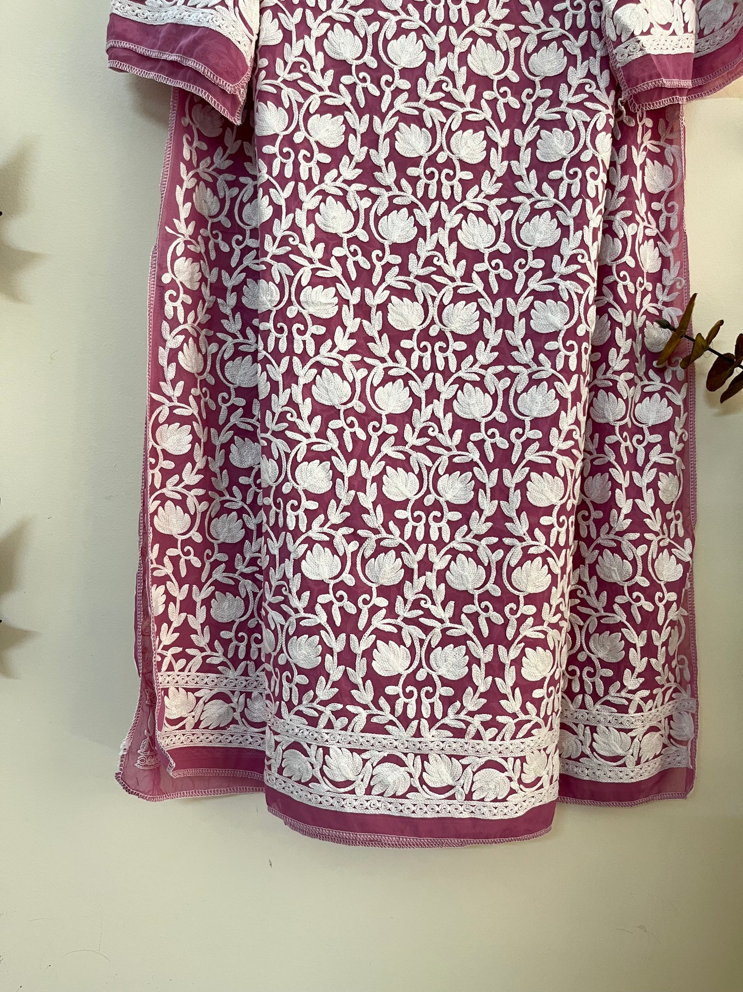 Georgette Front Back Jaal Kashmiri  Semi Stitched Kurta