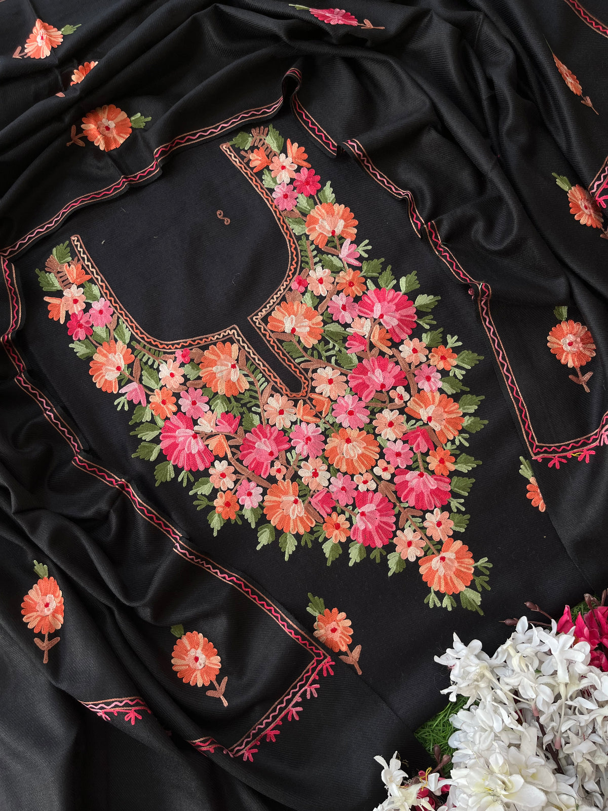 Black Woollen Aari Embroidered 3pc suit