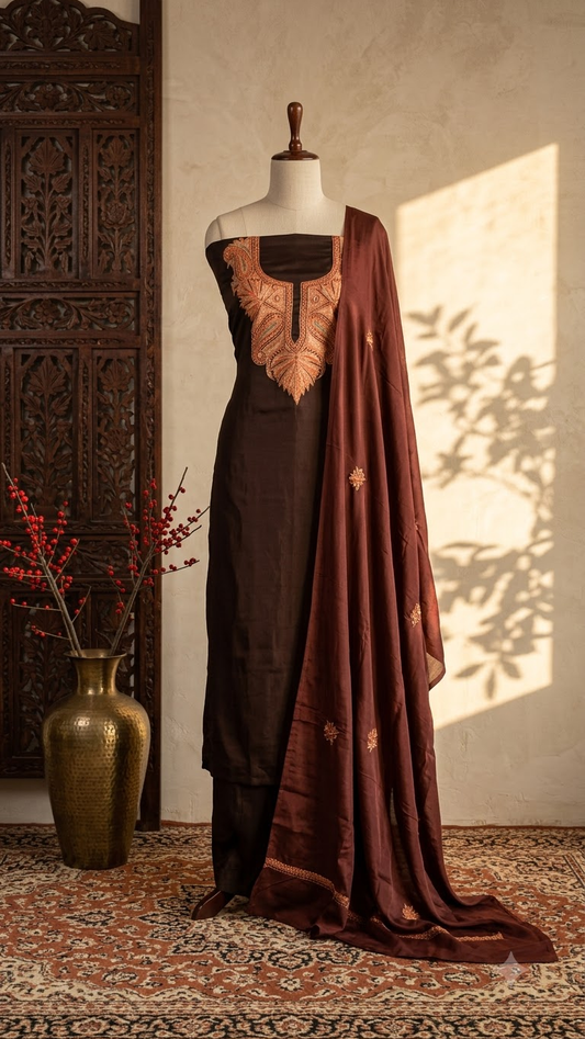 Coke Silk Puff Tilla Embroidered Suit
