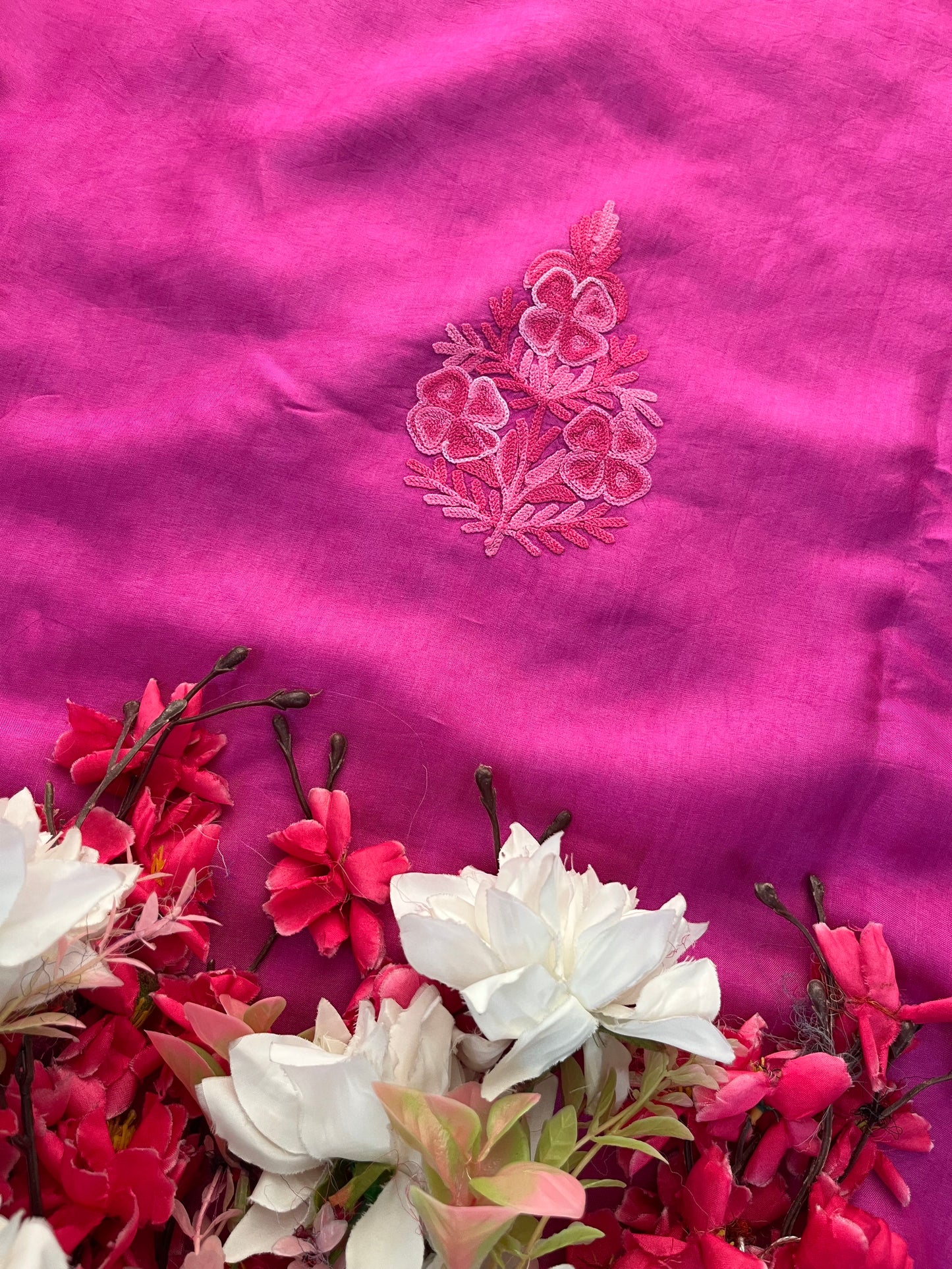 Rose Pink Opada Silk Kashmiri Suit