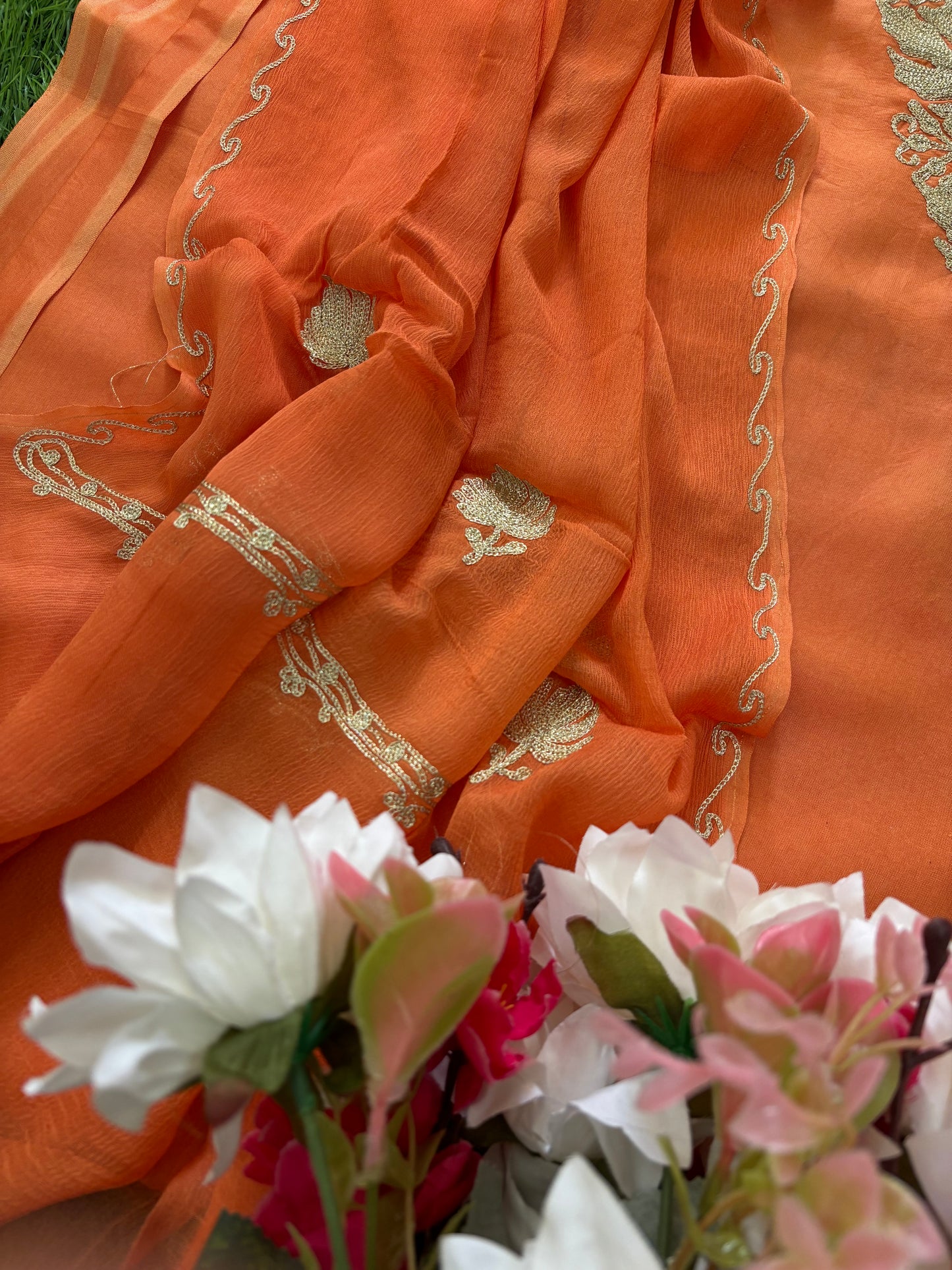 Sanam’ Peach Silk Tilla Kashmiri Suit