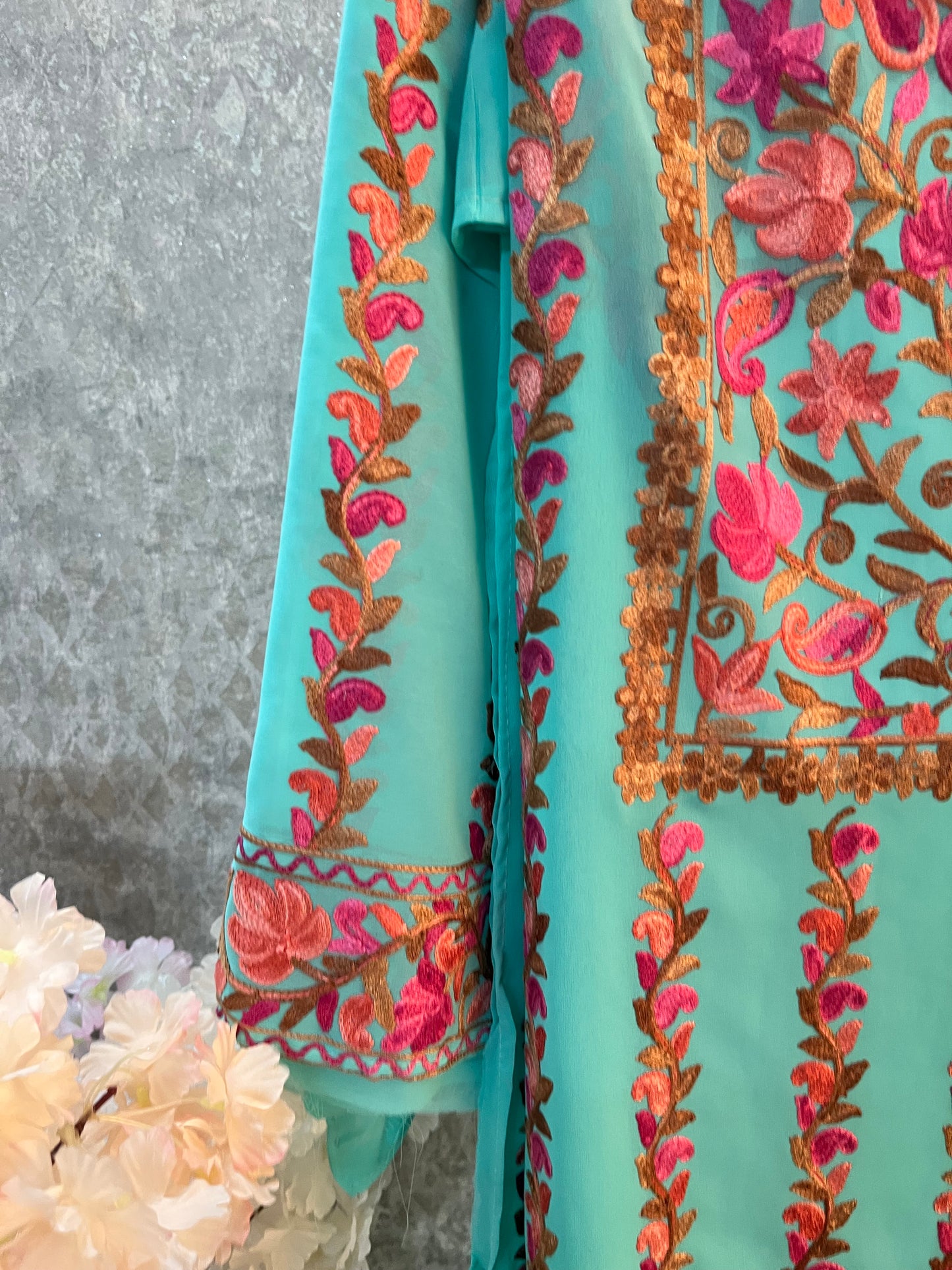 Blue Georgette All over Work Kurta Material