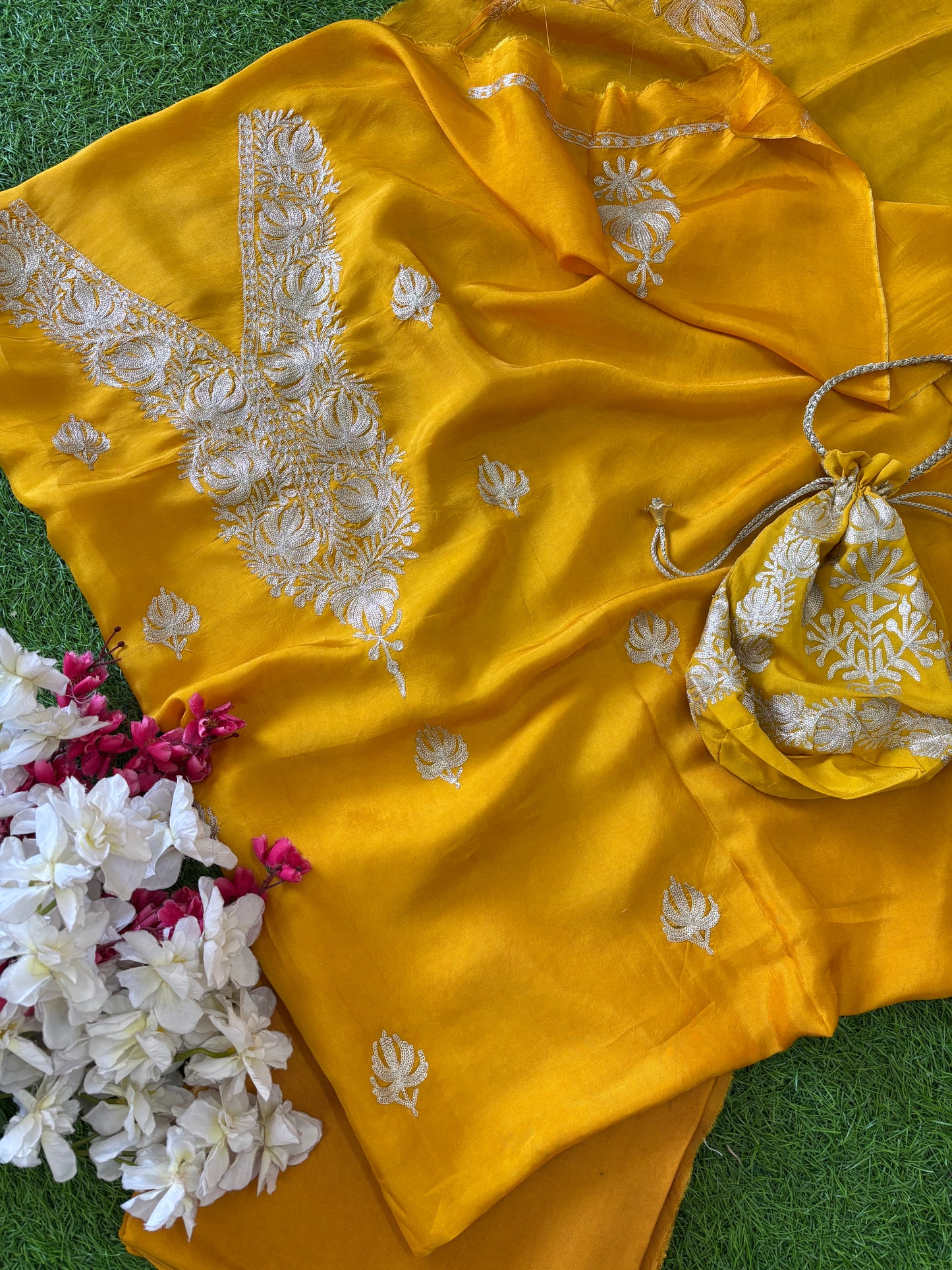 Sanam Silk Kashmiri Suit with Potli