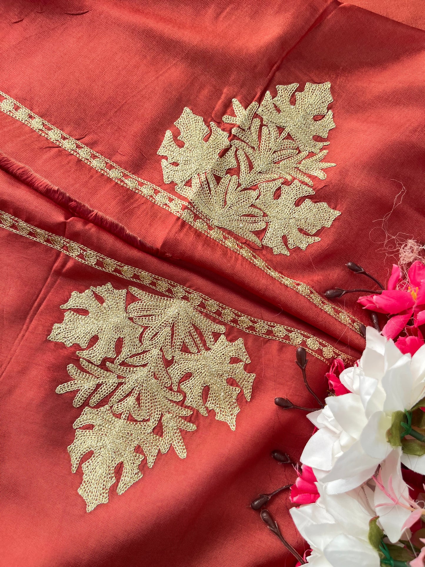 Blush Red Silk Tilla Kashmiri Suit