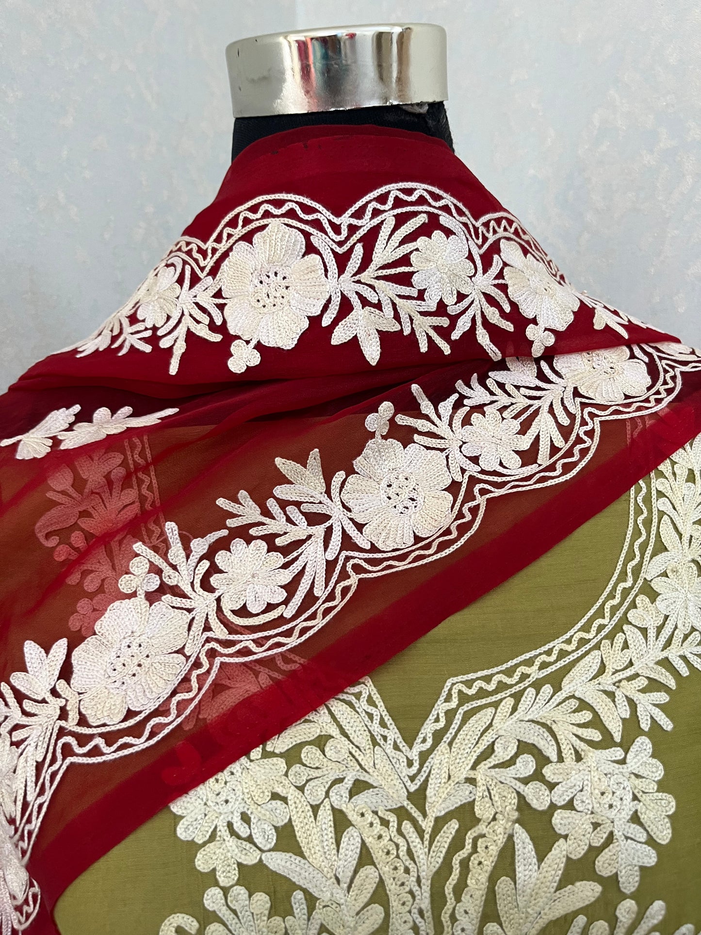 Pista Green Chanderi Silk Kashmiri Suit