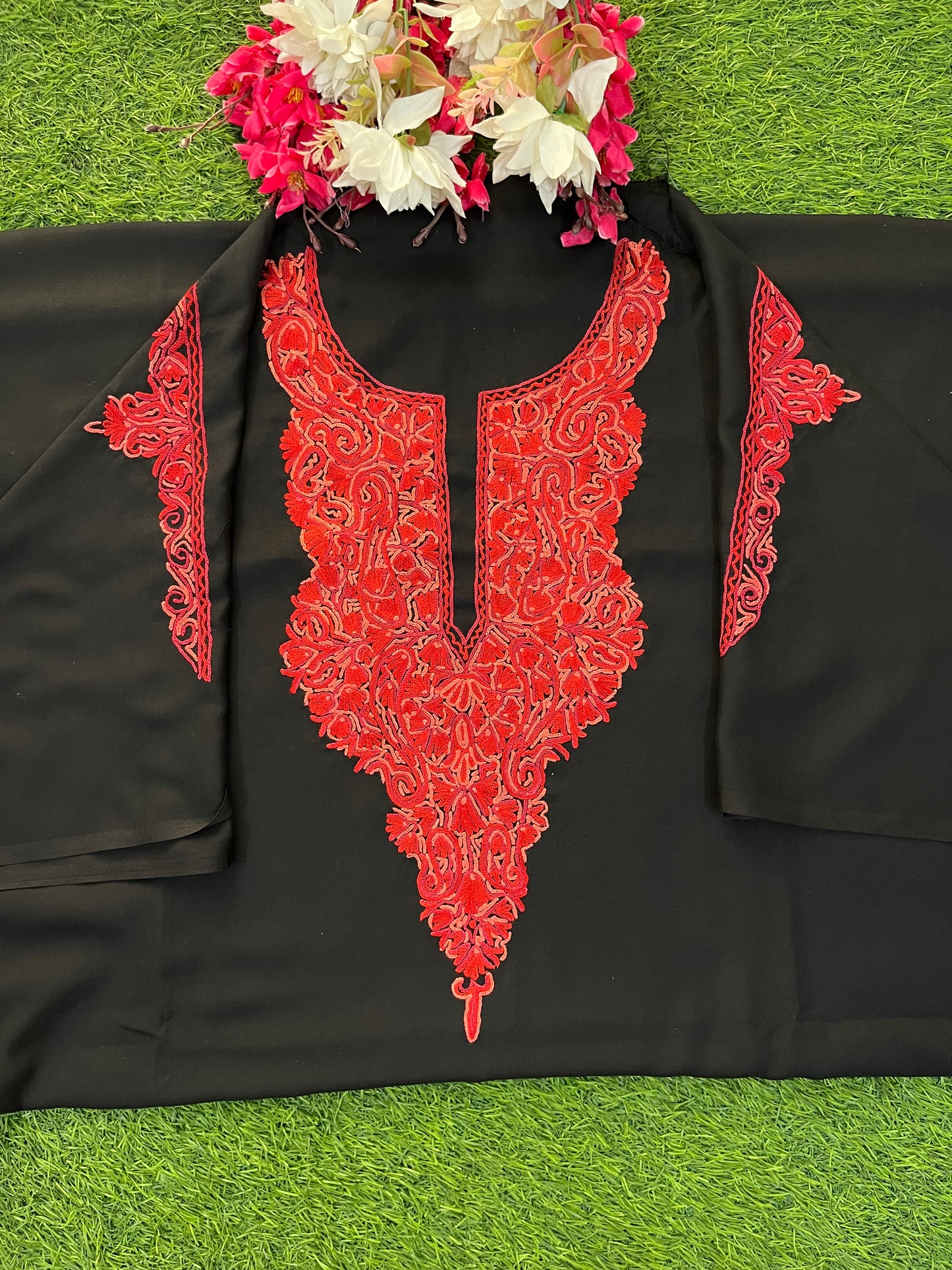 Black Cotton Cord Set (Hand Embroidered)