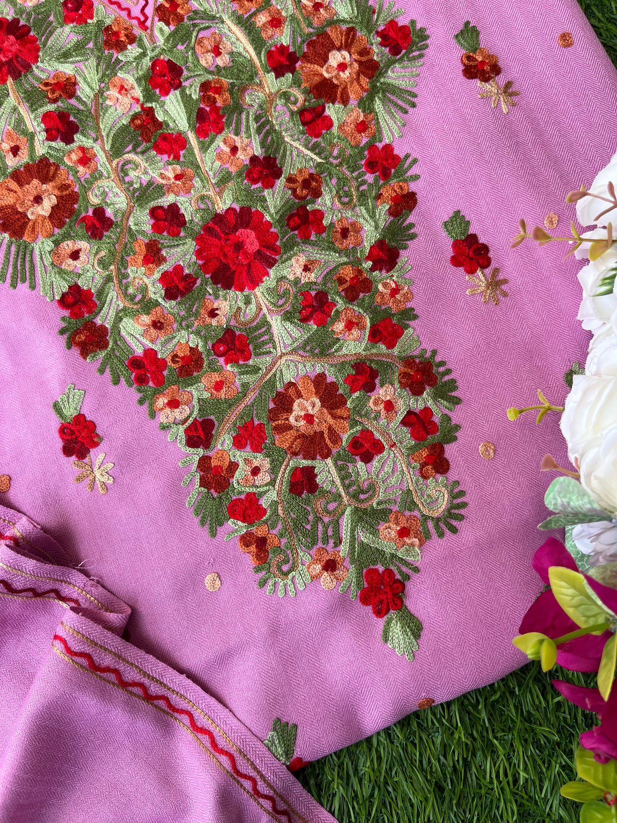 Playful Pink Woollen Aari Embroidered 3pc suit