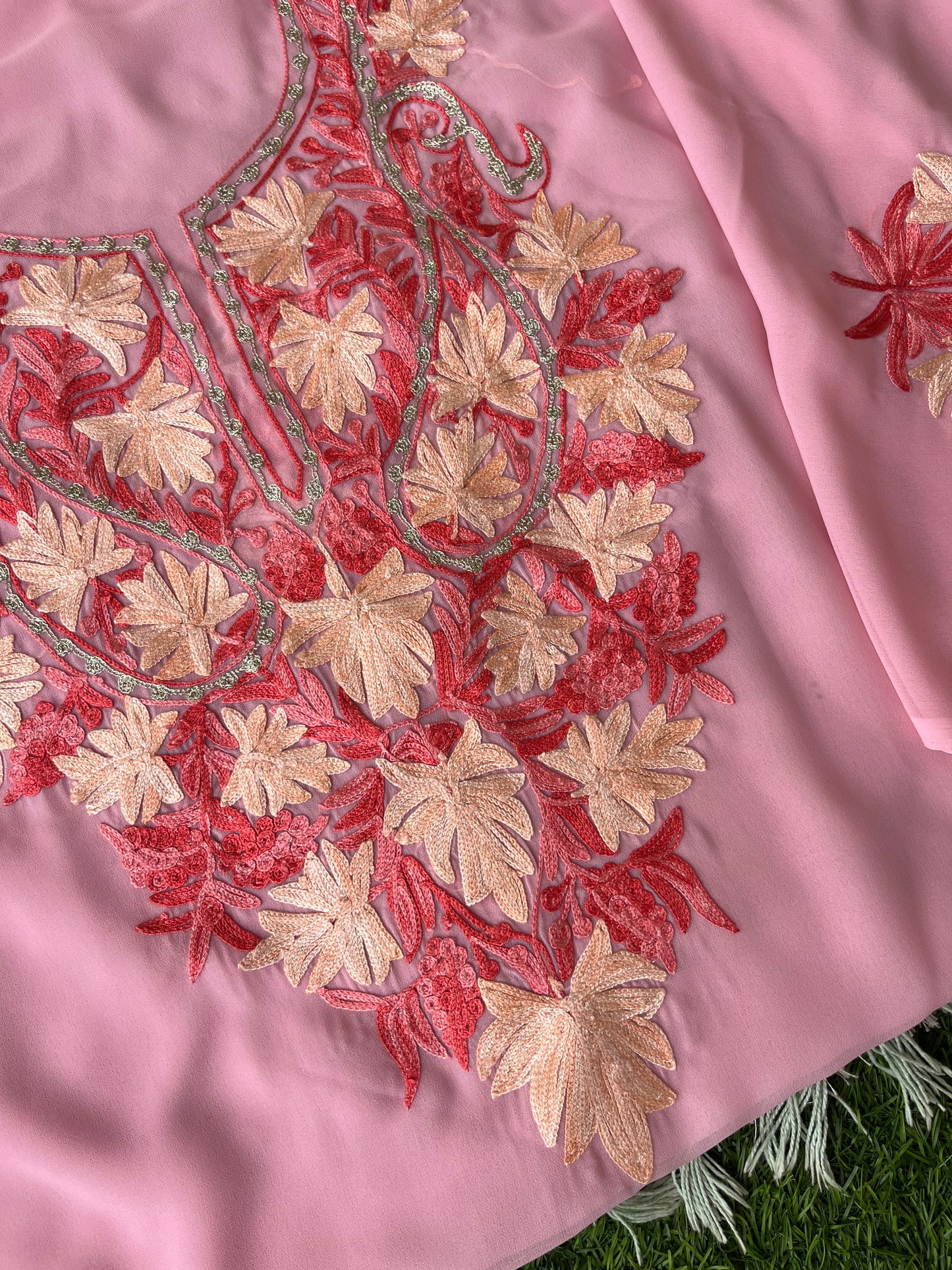 Georgette Aari Embroidered Unstitched Kurta Material