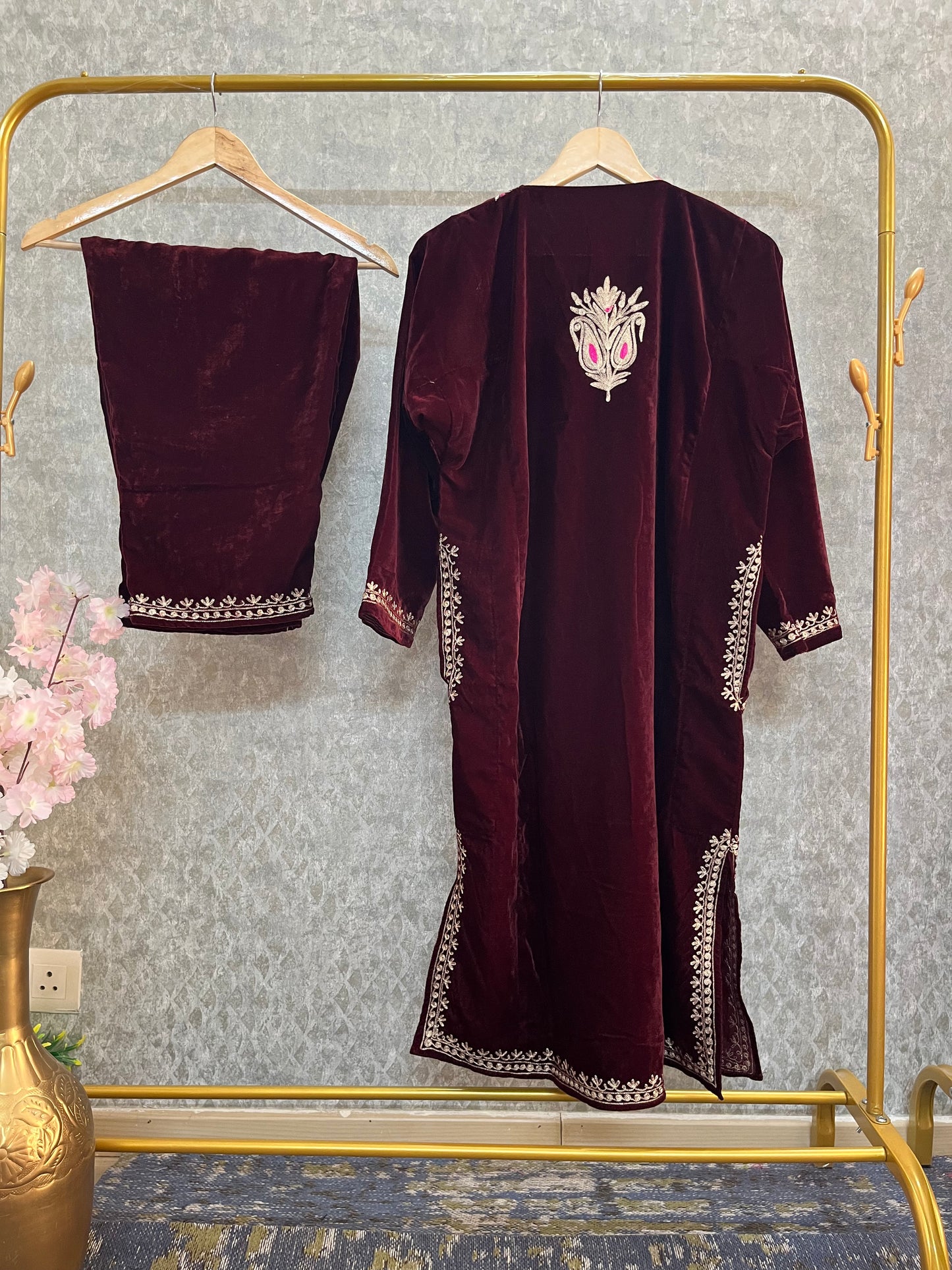 Coke Velvet Tilla Pheran (Size 44)