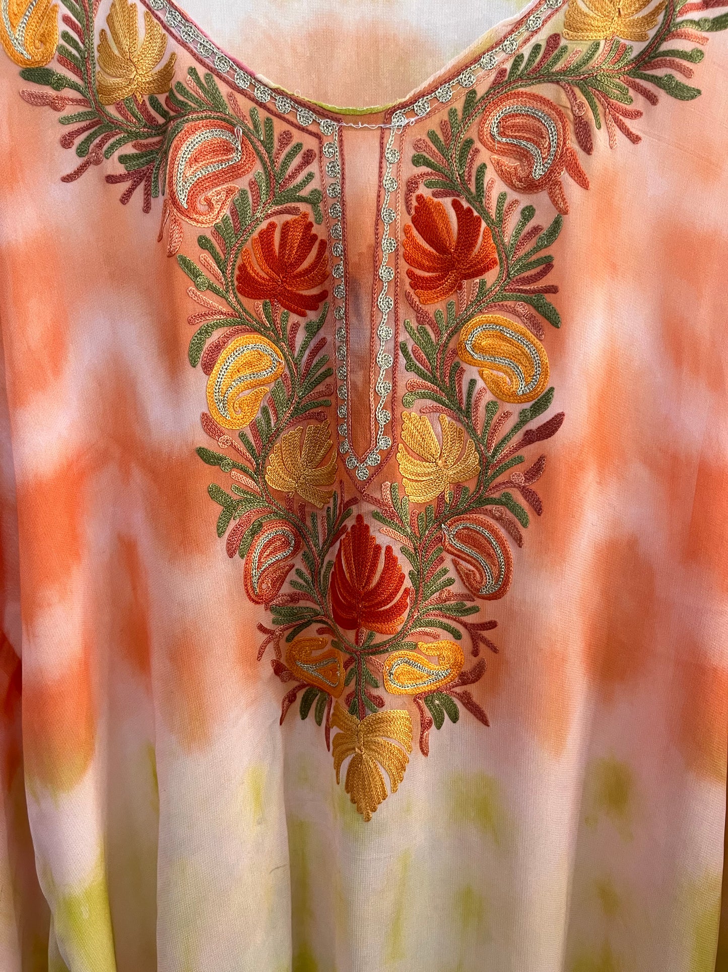 Soft Orange Pure Georgette Shibori Kaftan Size (44)
