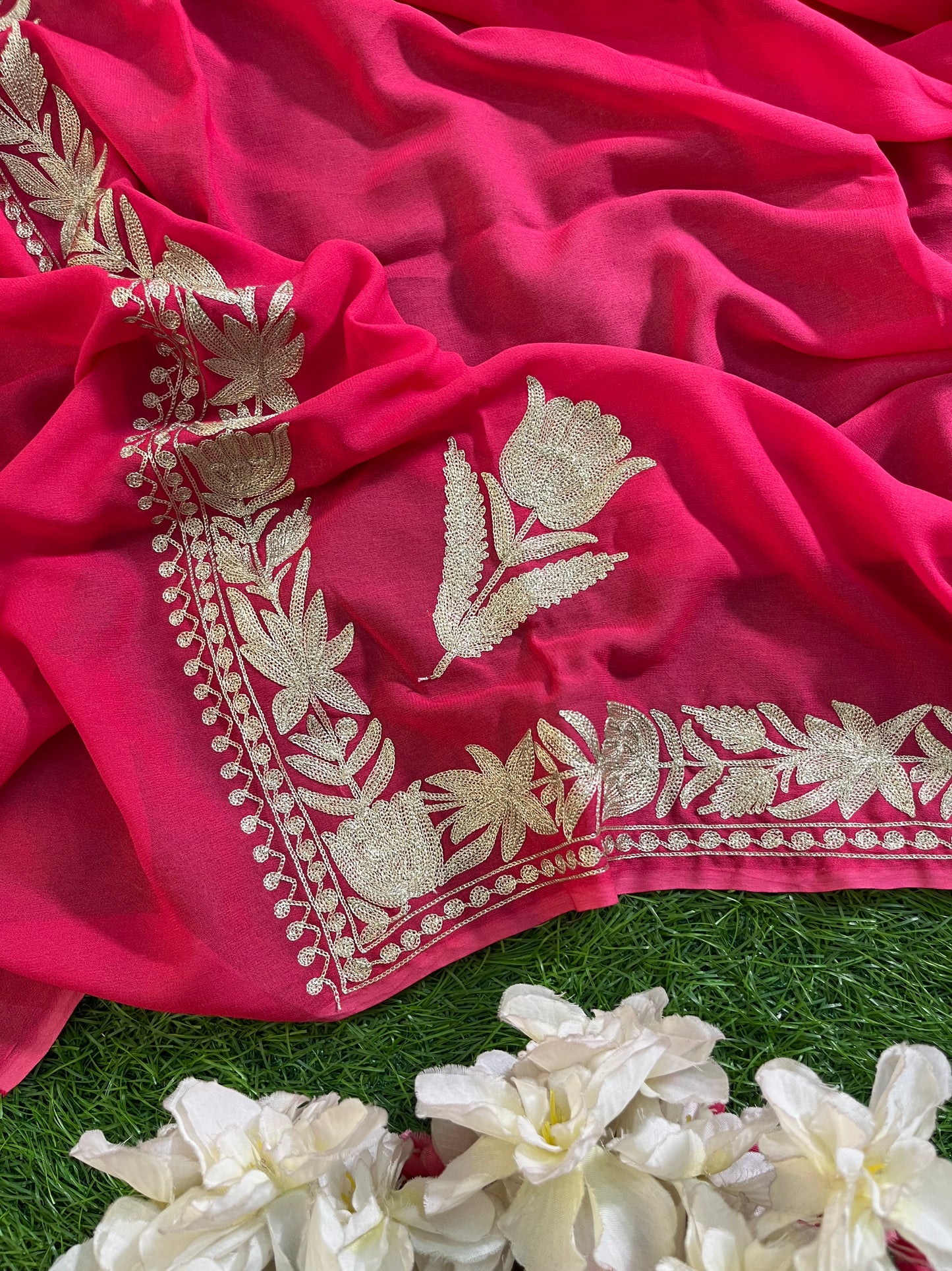 Kalaa’ Fuchsia Pink Crape Kashmiri Suit