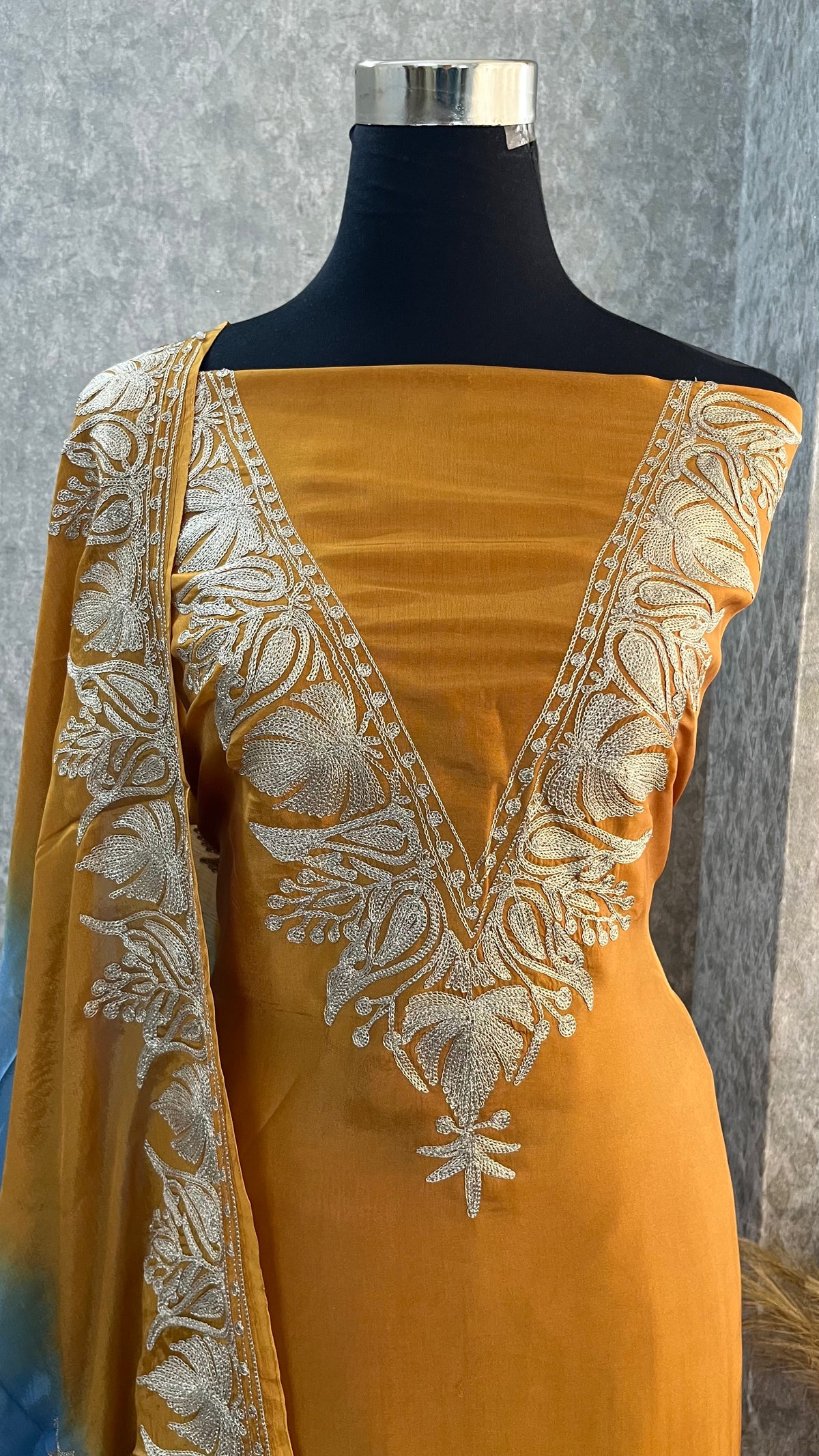 Mustard Sanam Silk Kashmiri Suit