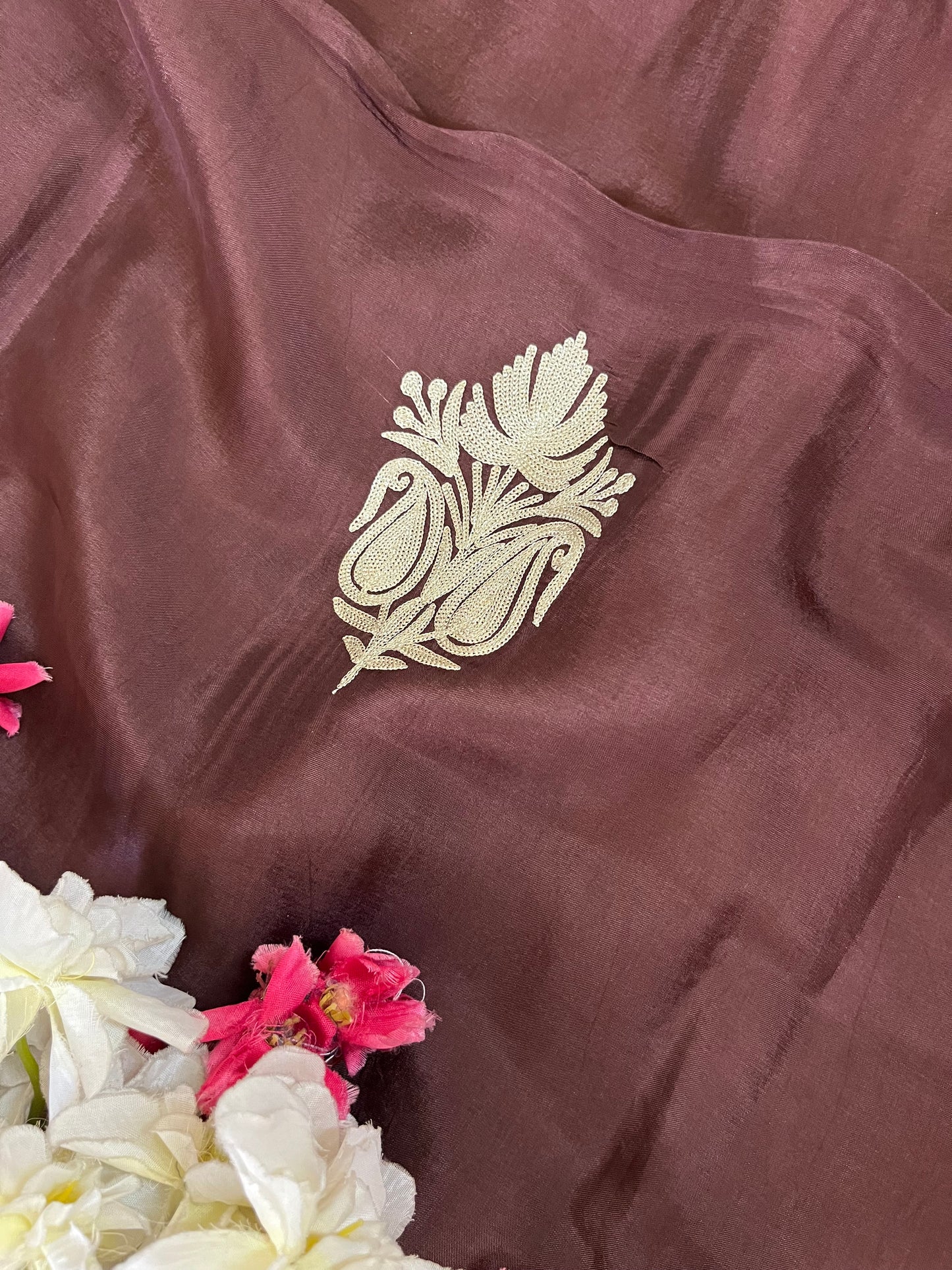 Sanam’ Orange Silk Tilla Embroidered Suit material