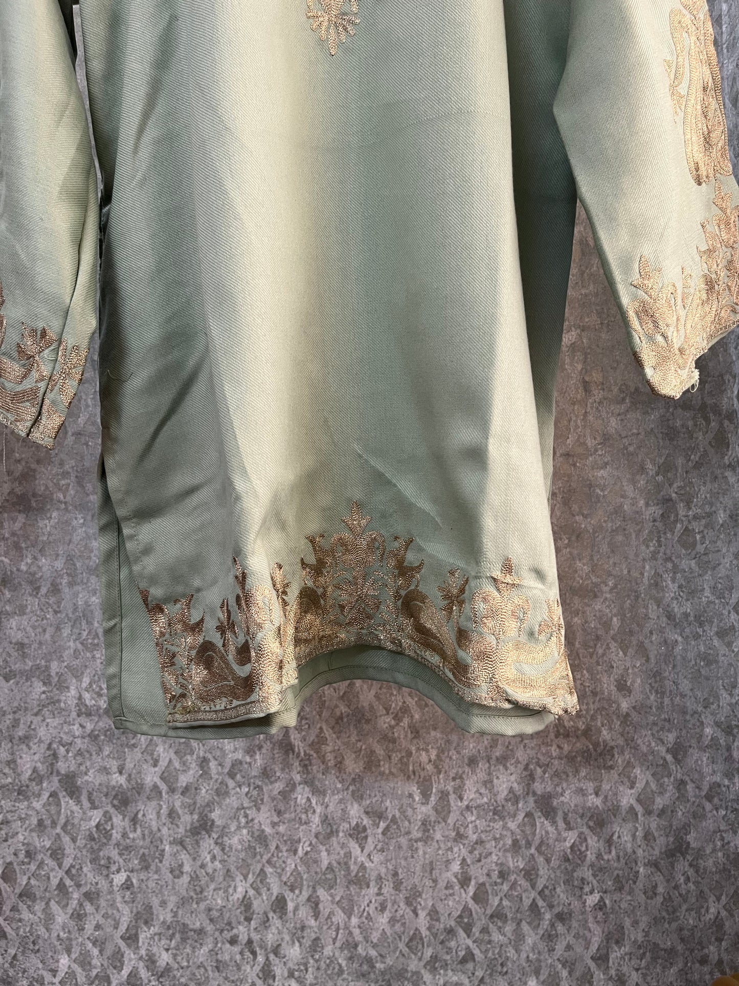 Light Green Woollen Kashmiri Co-Ord Set ( Size 48)