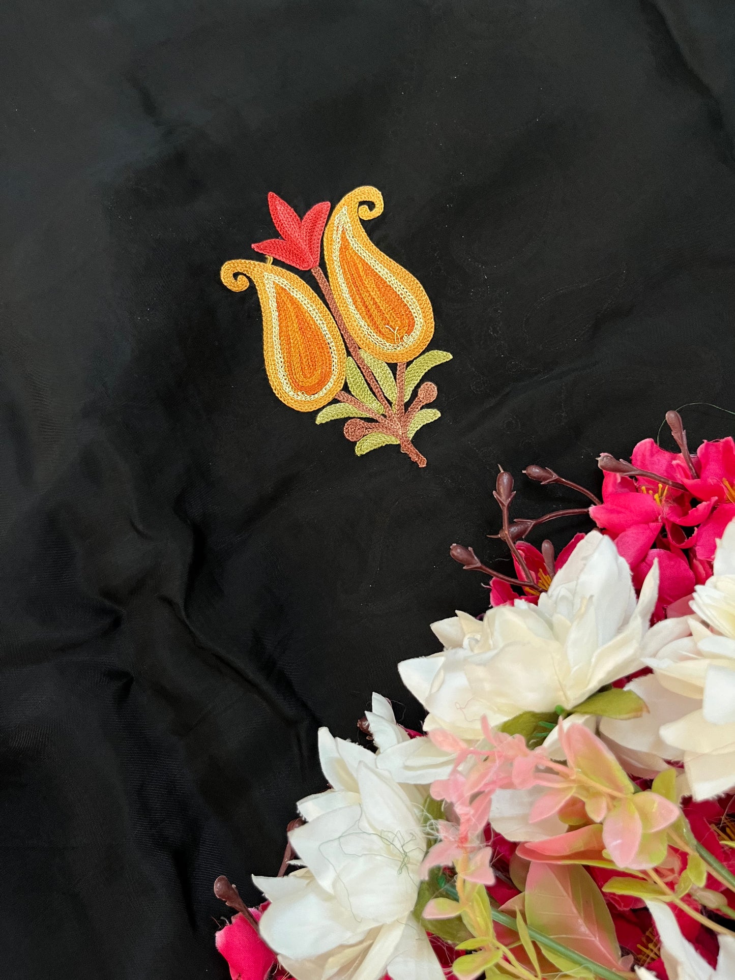 Black Opada Silk Kashmiri Suits