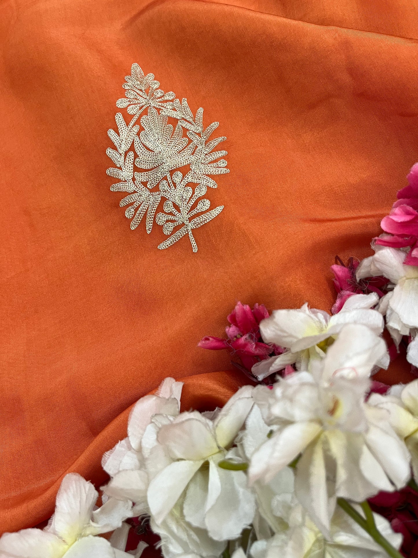 Sanam’ Soft Orange Silk Tilla Kashmiri Suit