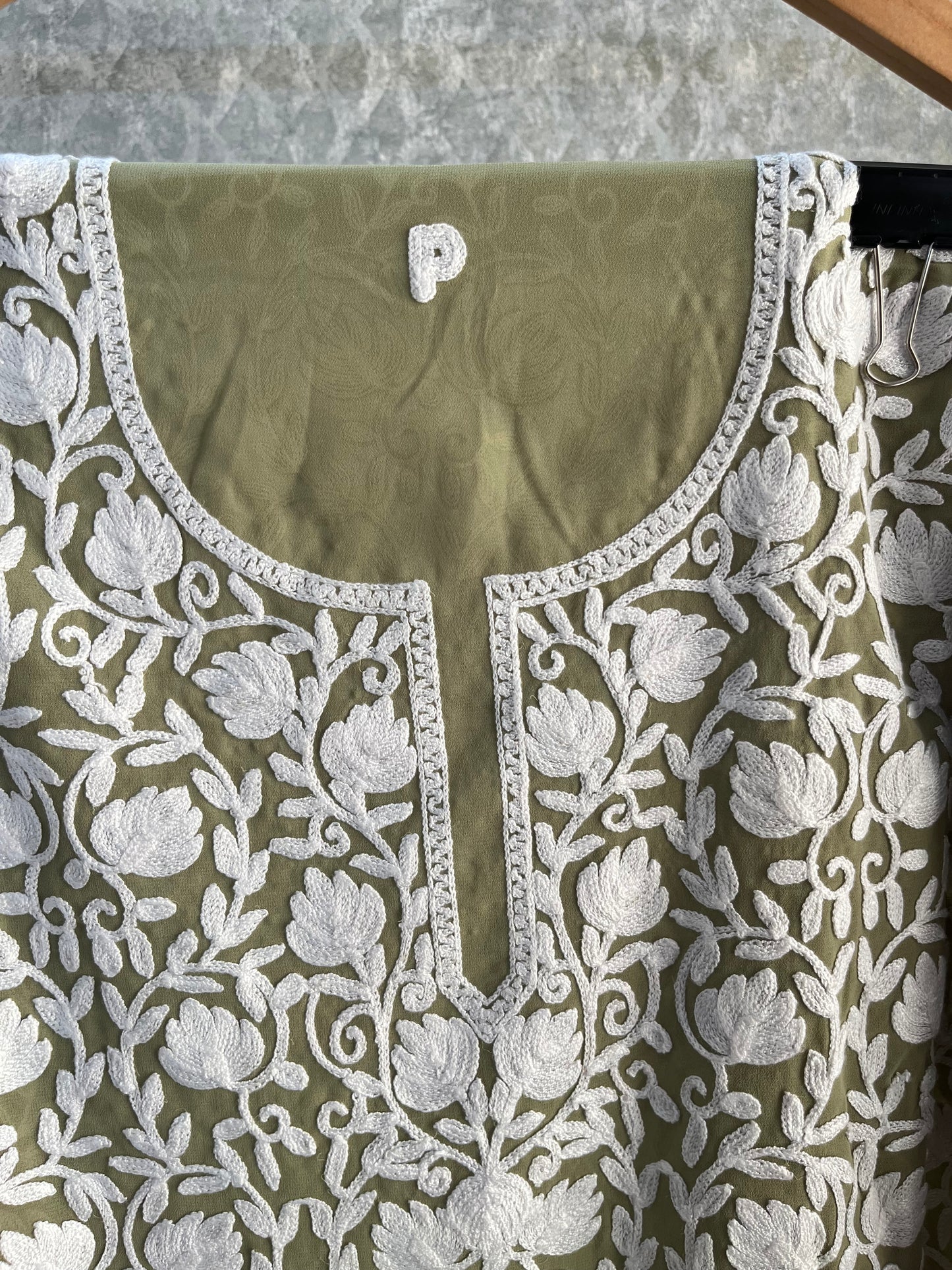 Georgette Front Back Jaal Kashmiri  Semi Stitched Kurta