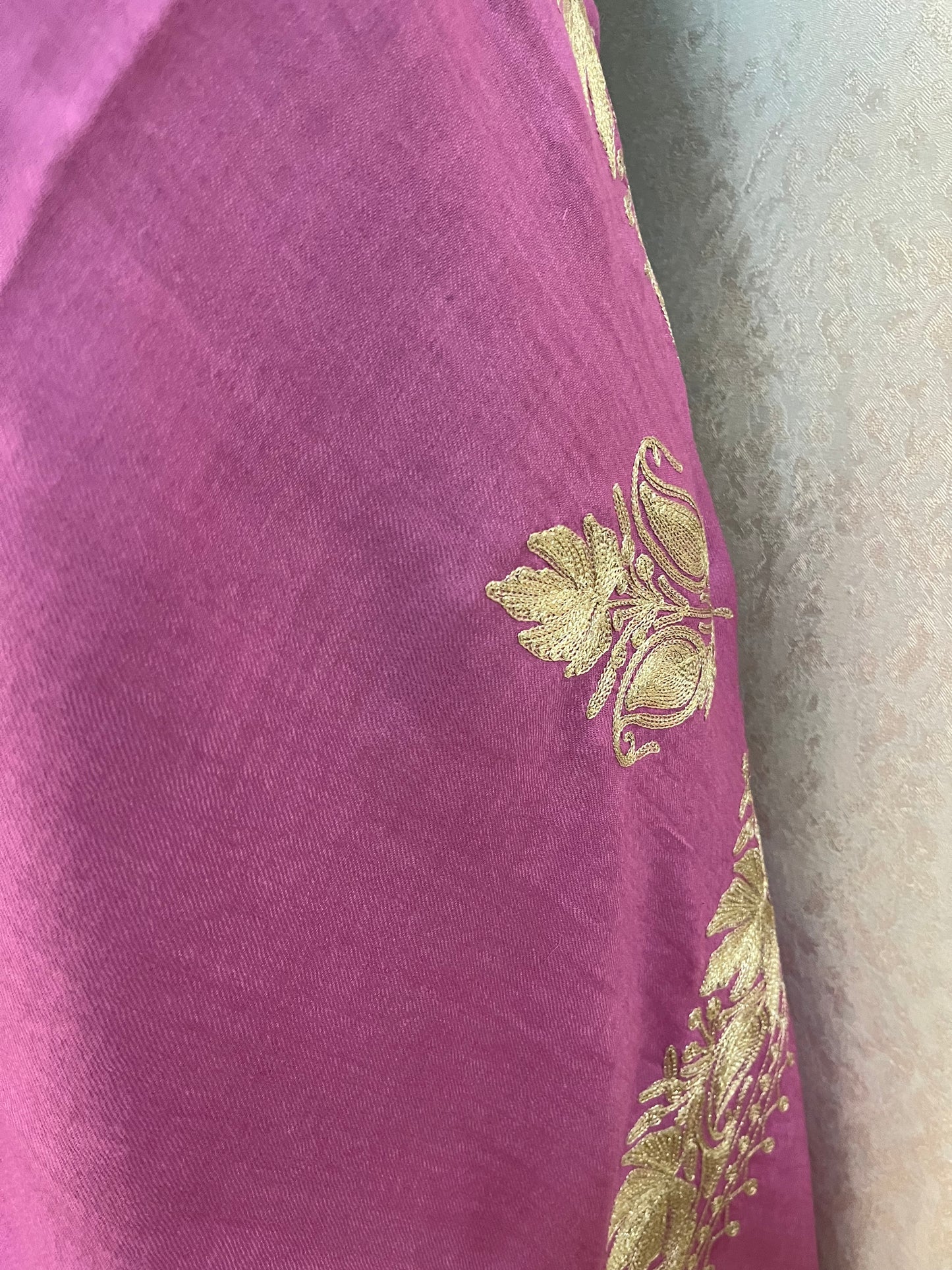 Soft Pink Semi Pashmina Tilla Embroidered stole