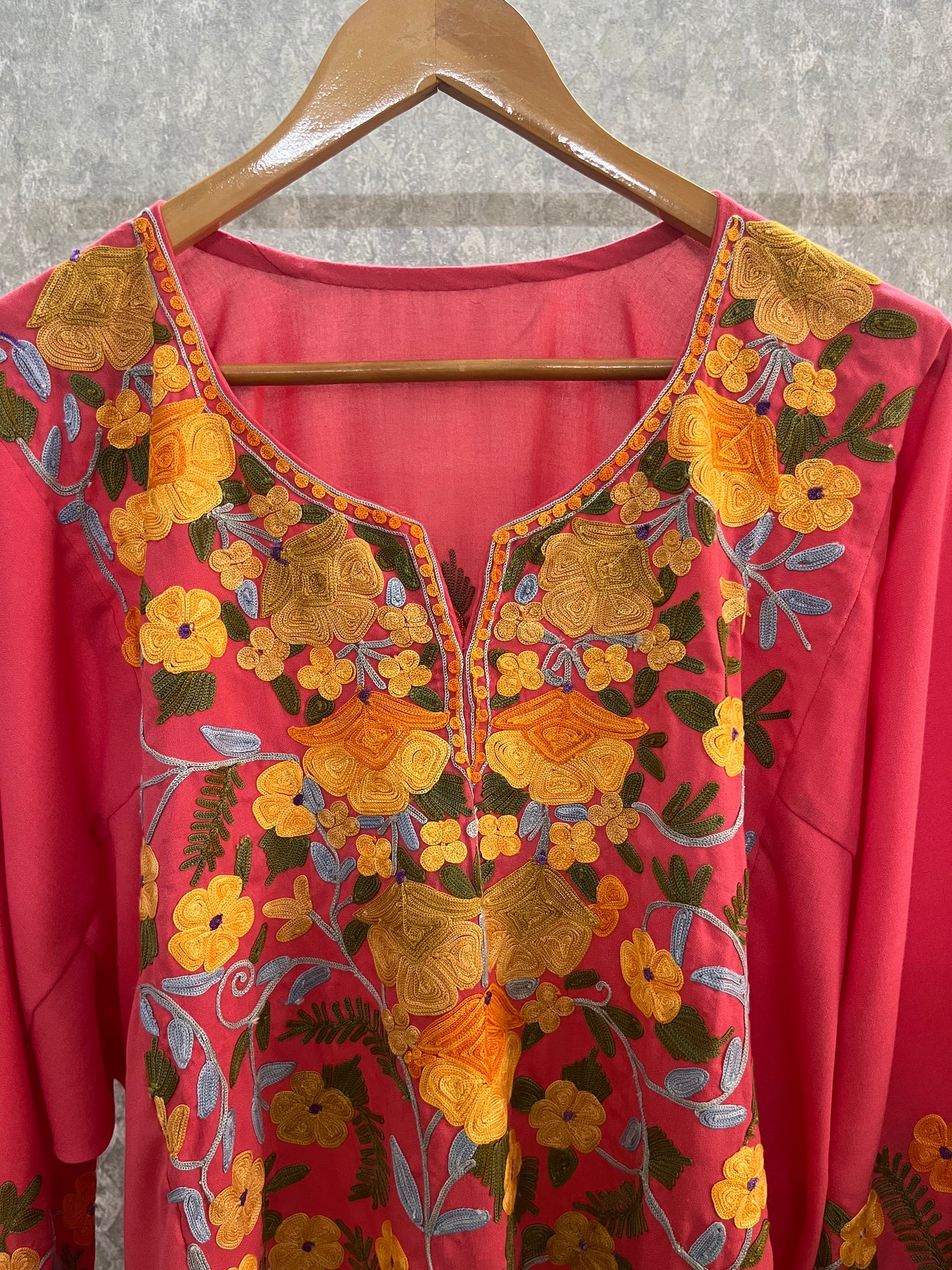 Pink Cotton Front Jaal Pheran Set  Size (48)