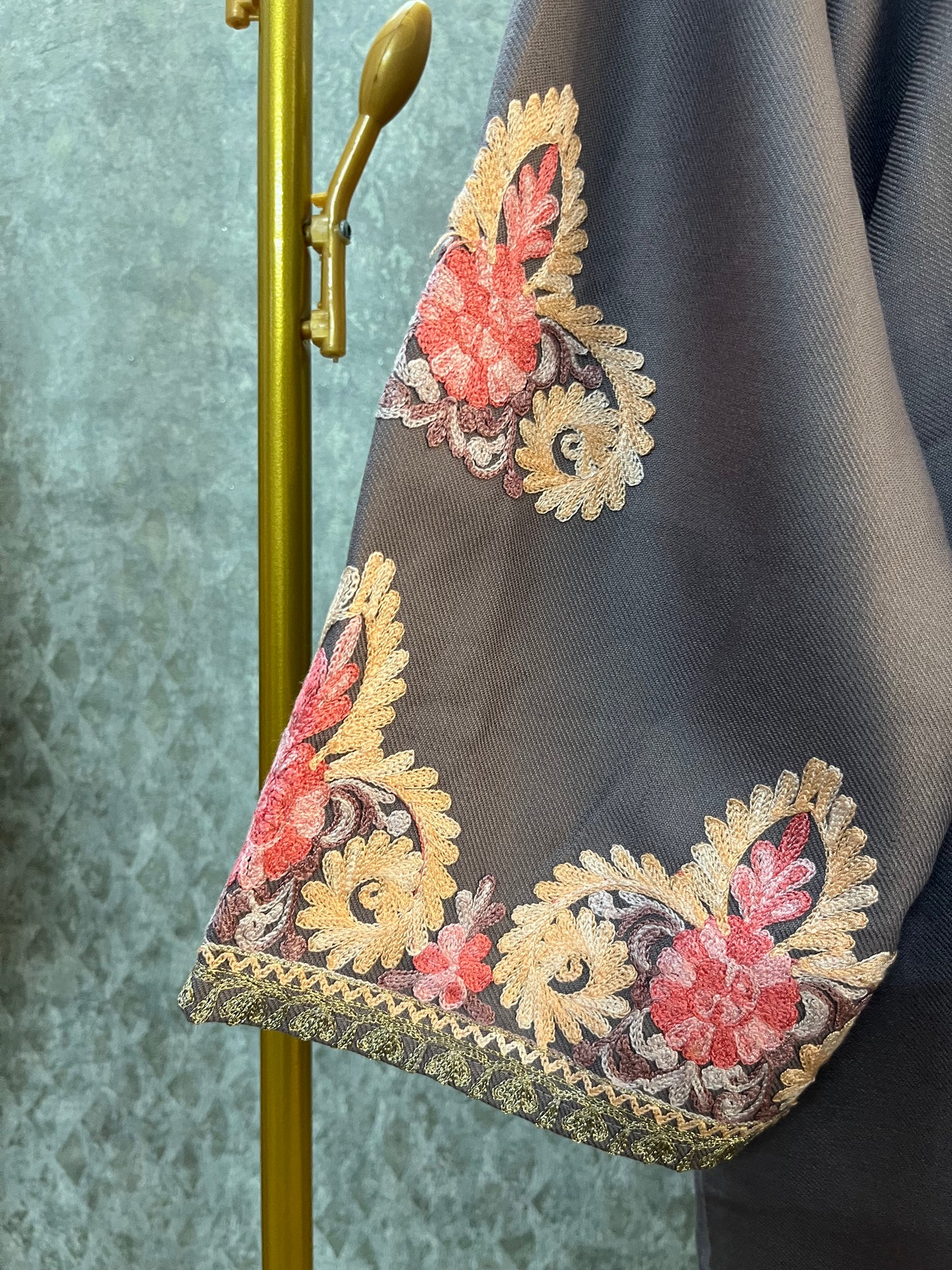 Light Coffee Woollen Kashmiri Co-Ord Set ( Size 40)